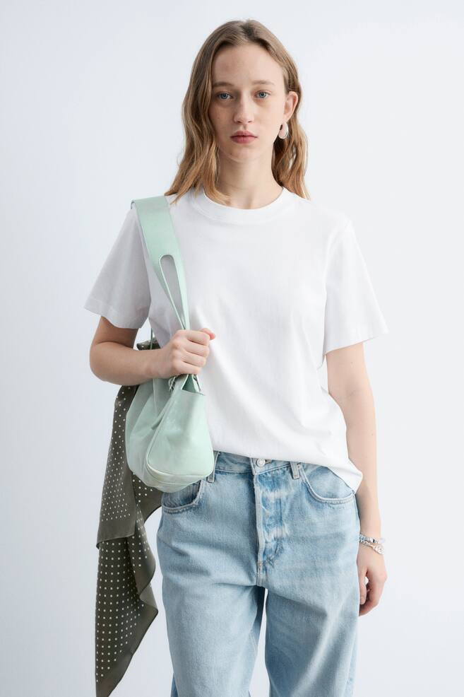 Crewneck T-Shirt - White/Beige/Light Green - 1