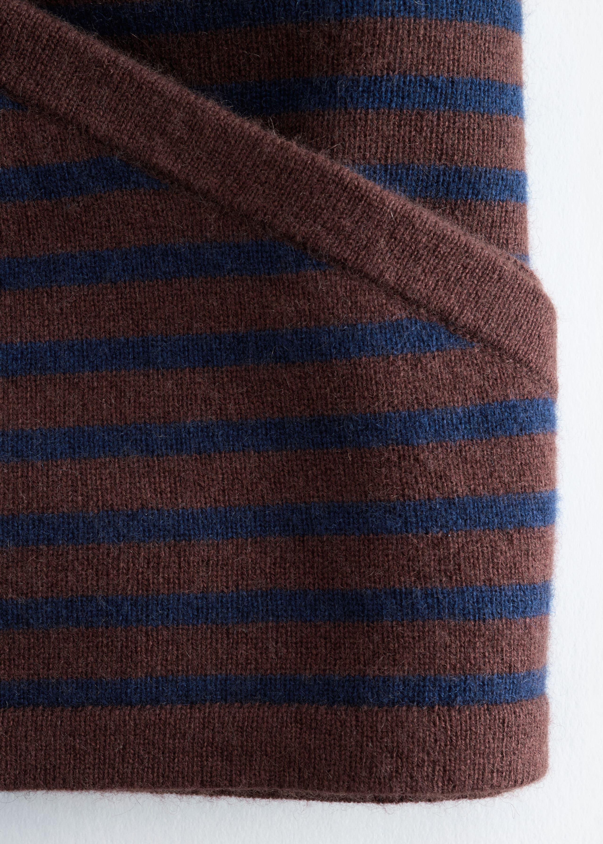 Silk-Cashmere Triangle Scarf - Dark Blue/Brown - Still Life