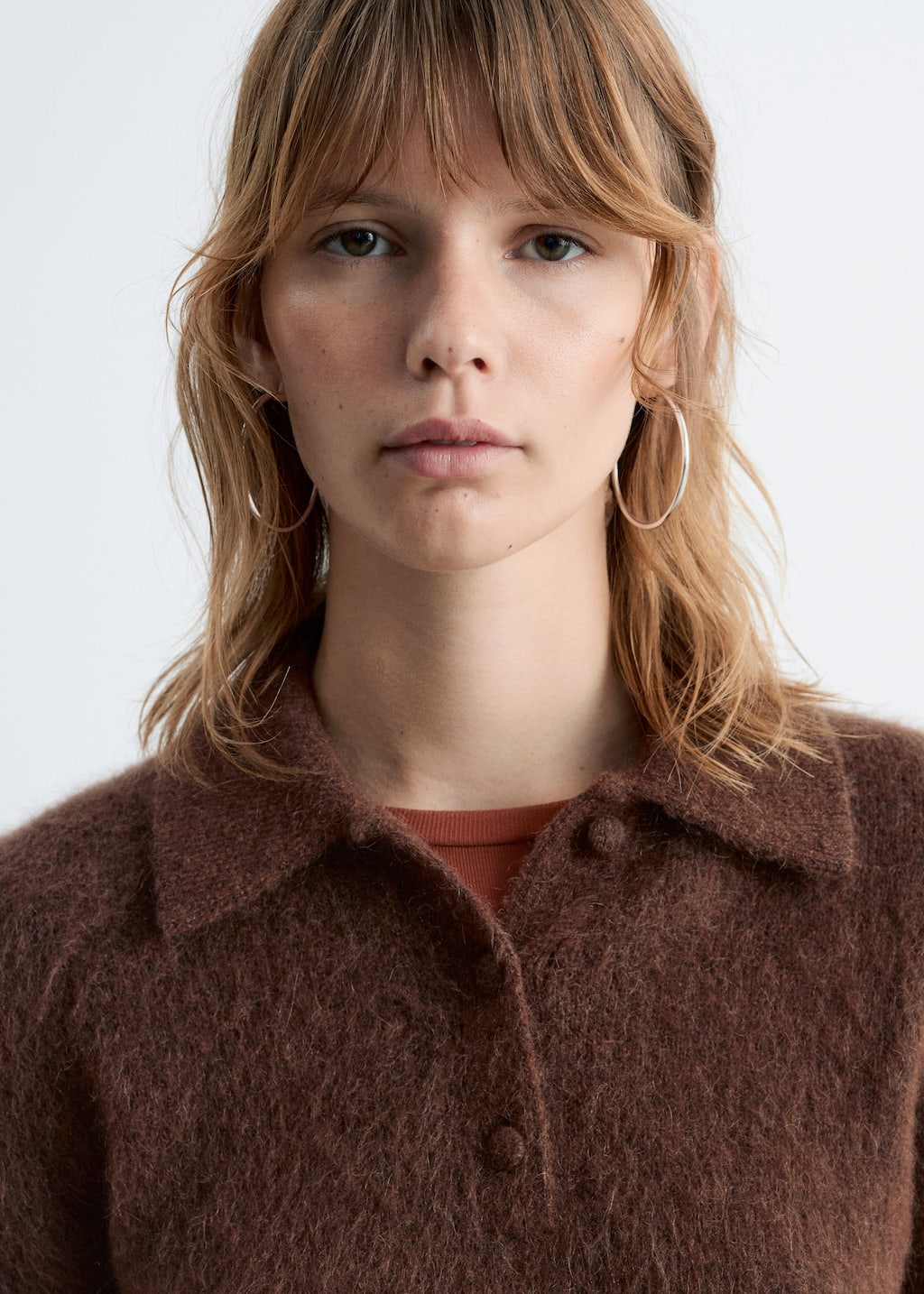 Image of Brushed Knit Polo T-Shirt