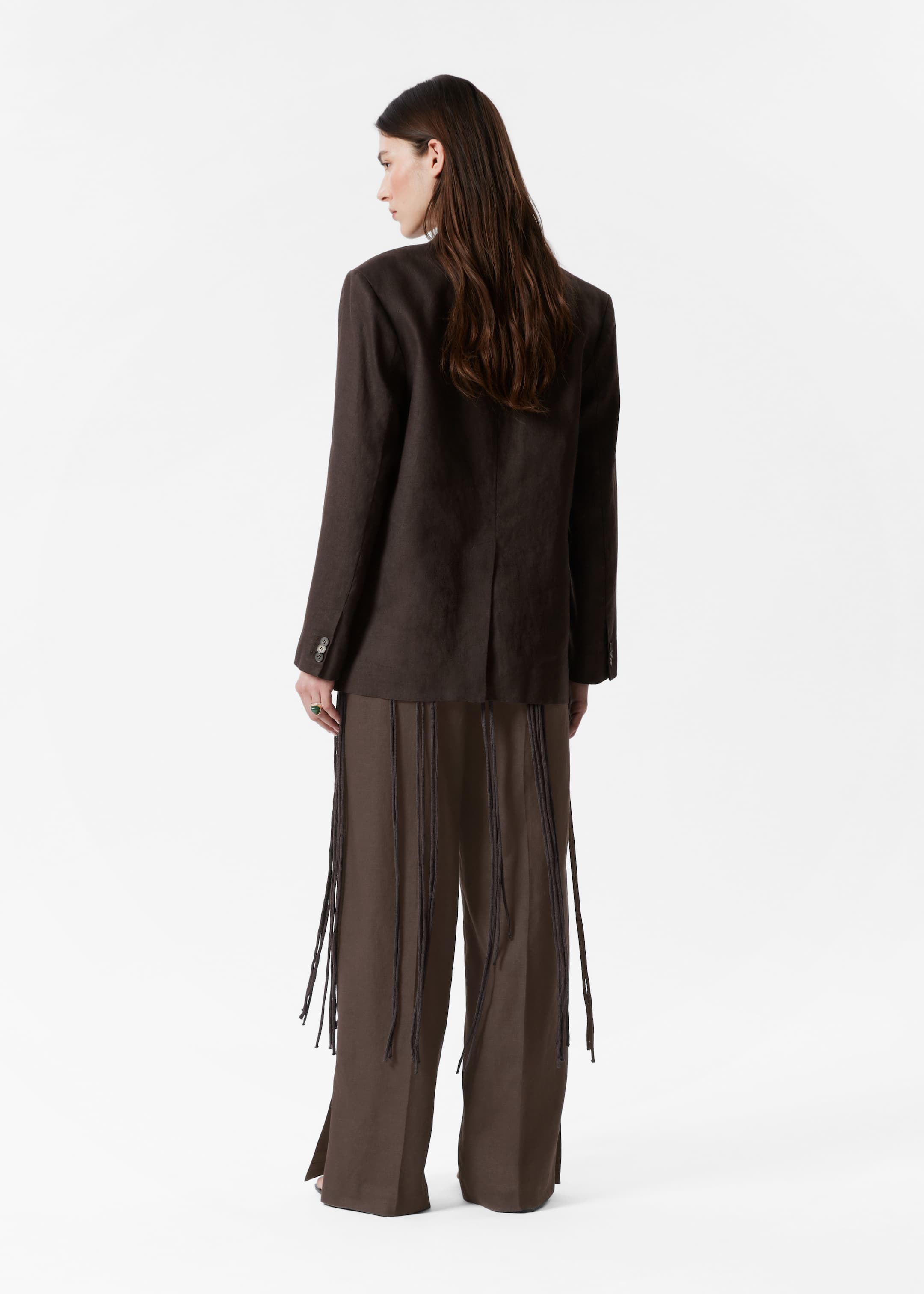 Grotere afbeelding bekijken: Single-breasted linnen blazer - Donkerbruin - DAMES | H&M NL 4