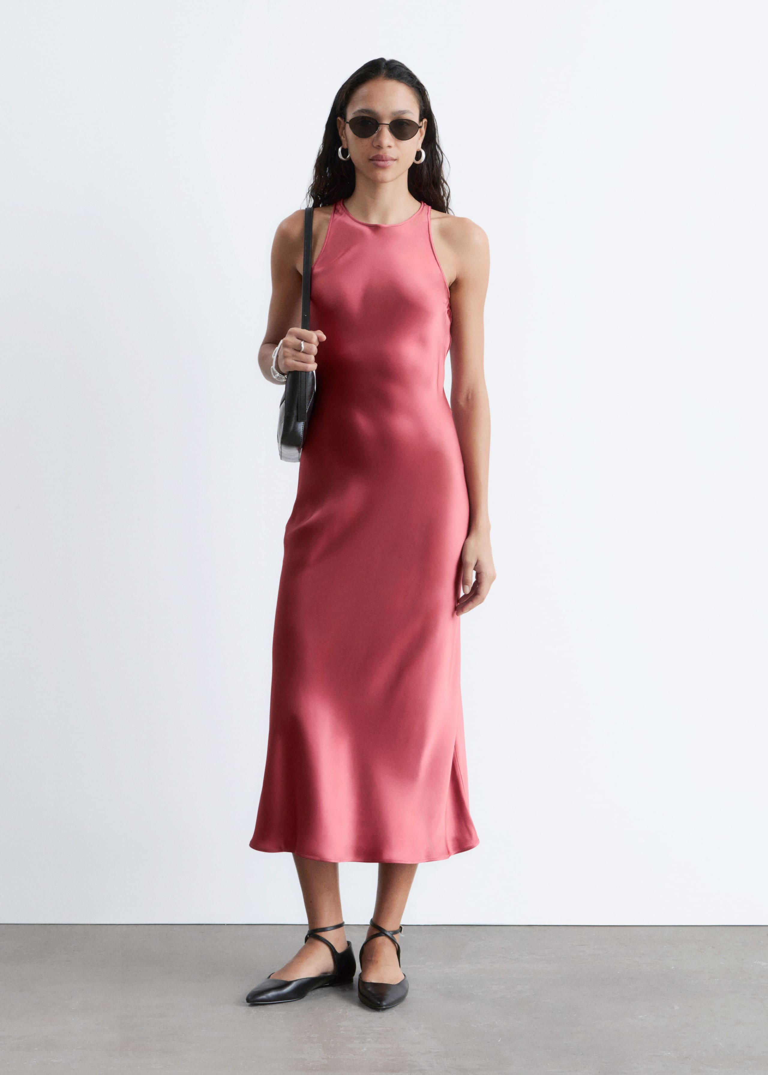 Image of Sleeveless Satin Midi Dress