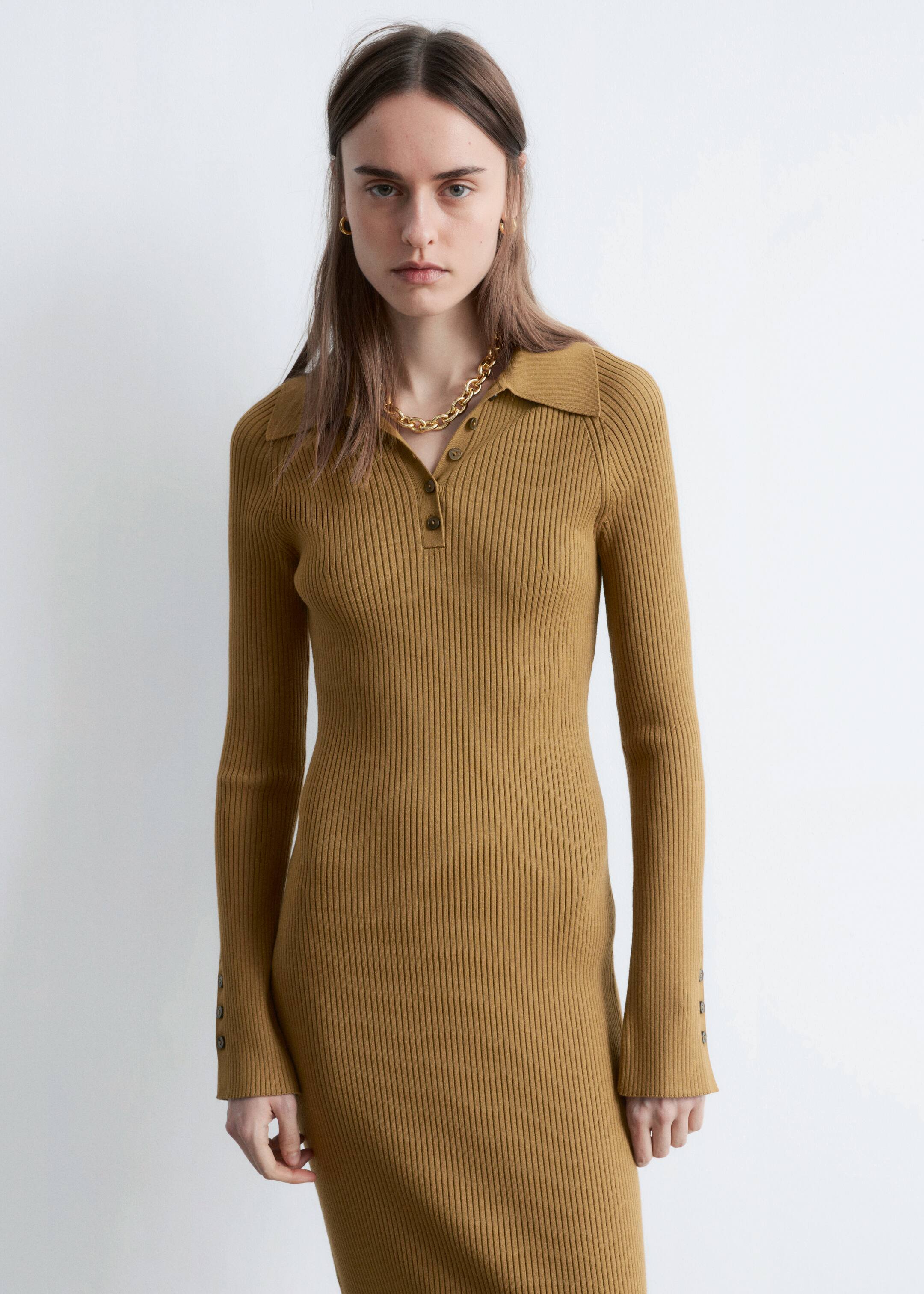 Nagyobb kép megtekintése: Bordázott pólóruha - Sötét bézs - NŐI | H&M HU 3