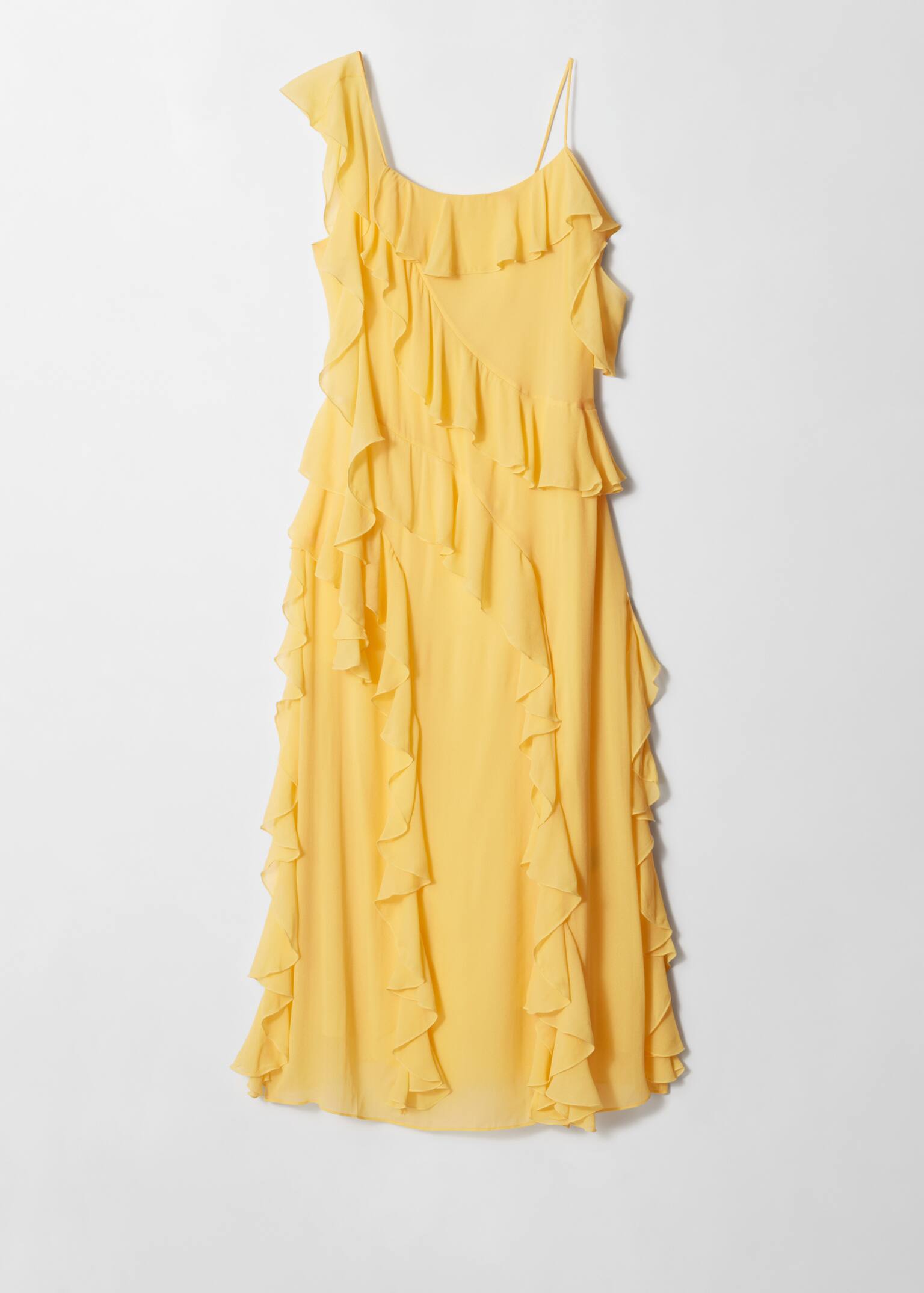 Maxi-jurk met ruches - Yellow/Dark Pink - 2