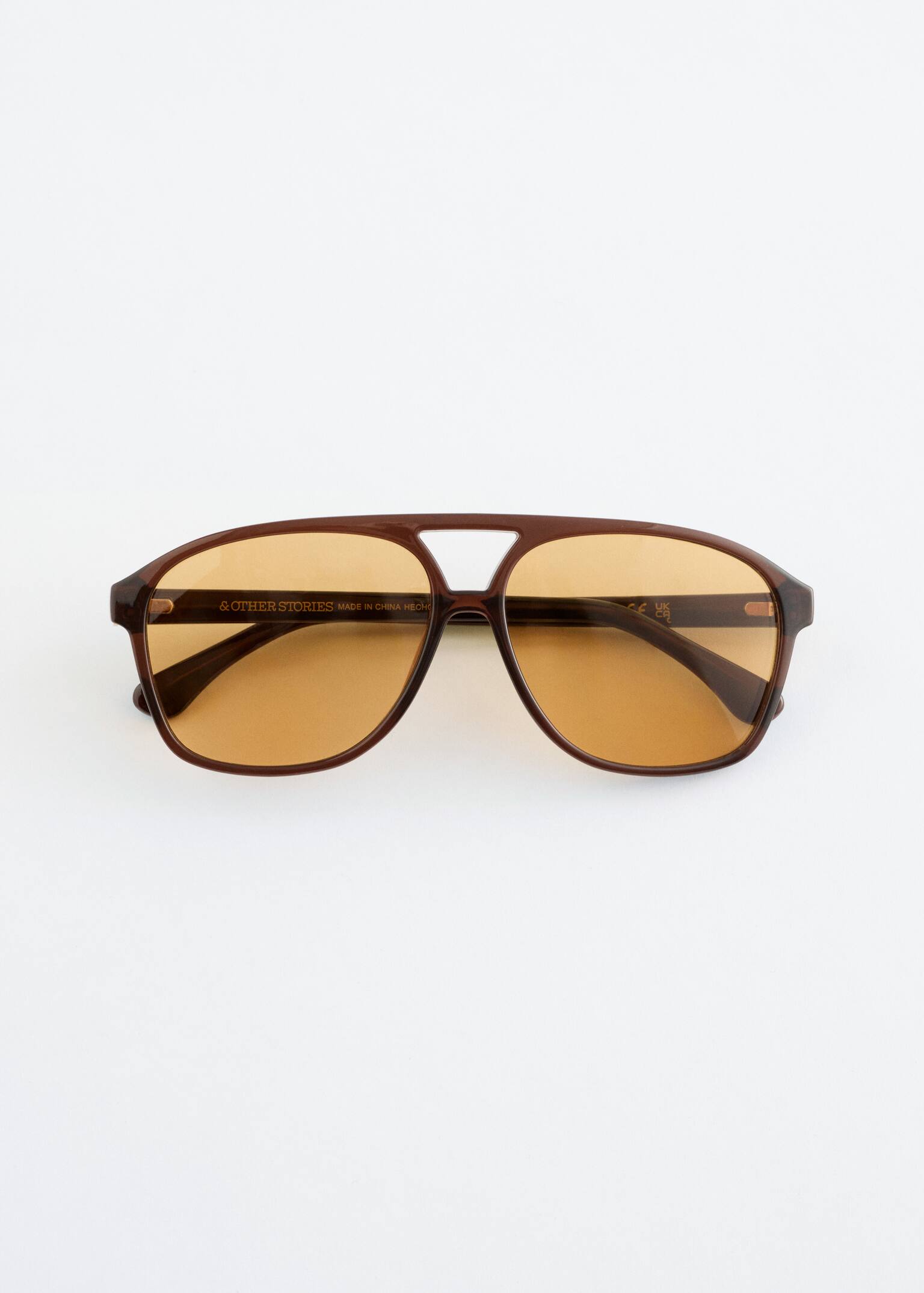 Oversized Aviator Sunglasses - Brown/Yellow/White/Transparent/Dark Brown - 1