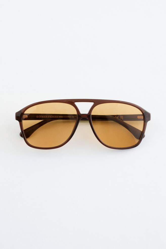 Oversized-Sonnenbrille im Piloten-Stil - Braun/Gelb/Weiß/Transparent/Dunkelbraun/Khaki - 1
