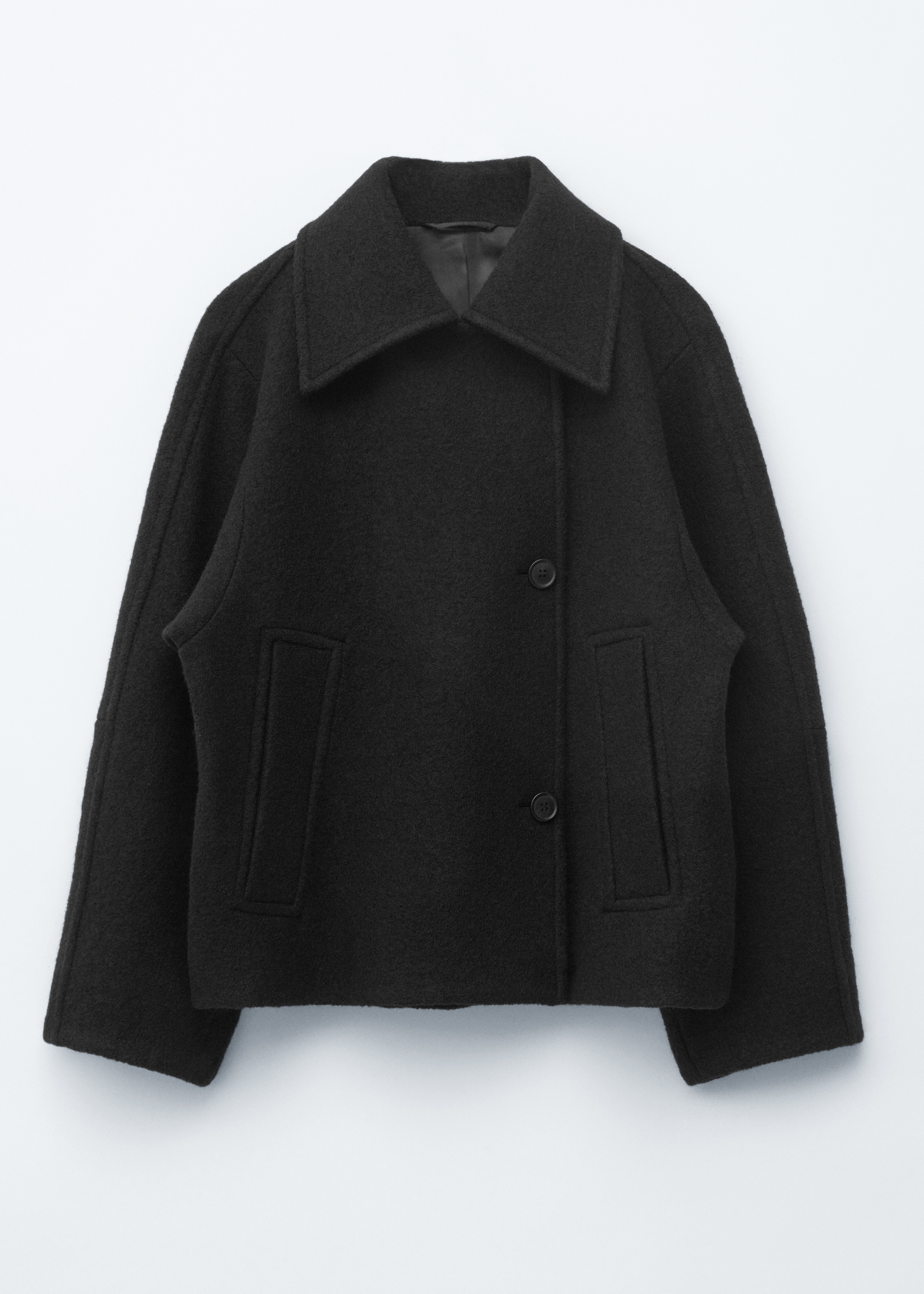 Oversized ulljacka - Svart/Mörk khakigrön