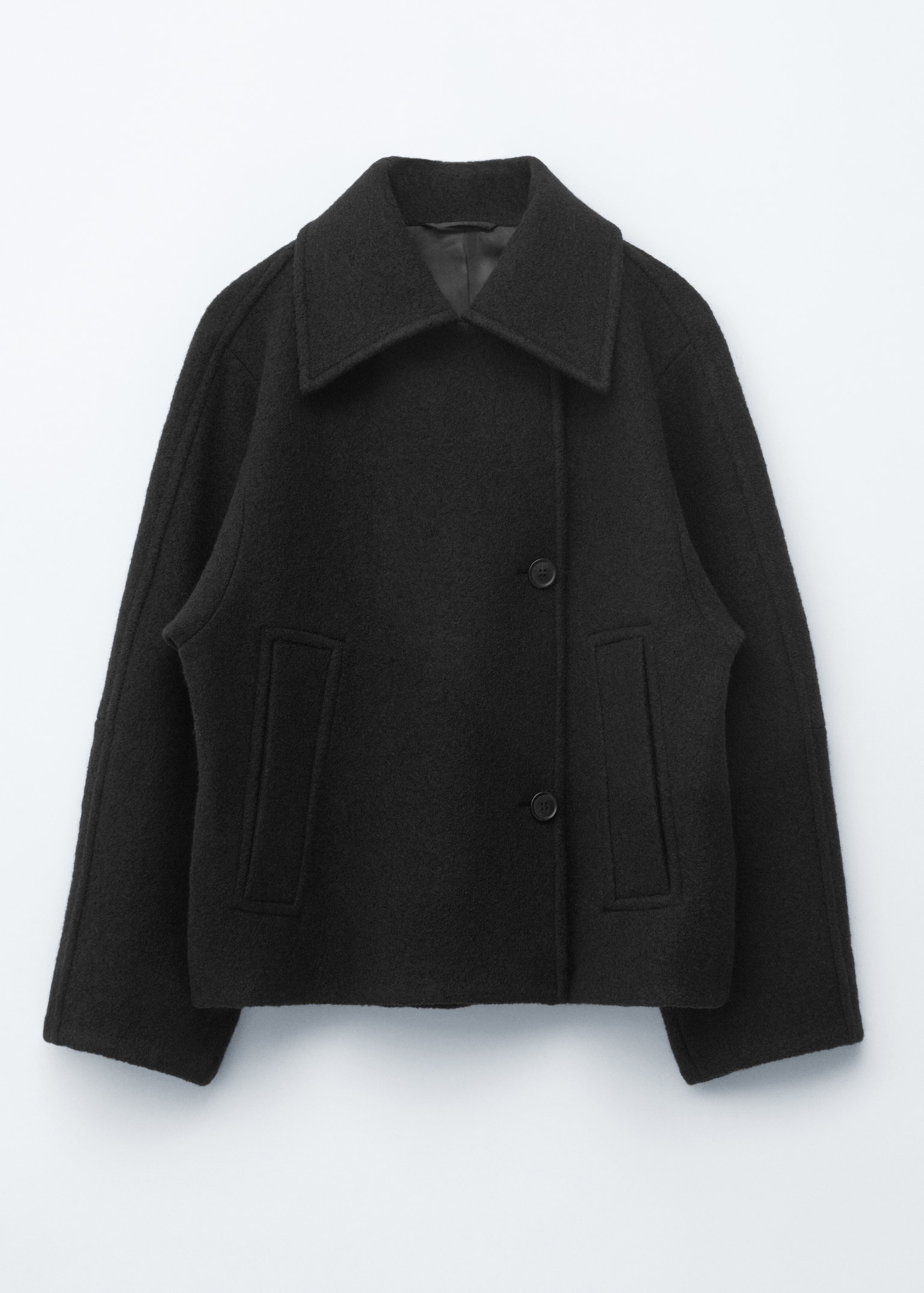 Bomber in lana oversize - Nero/Verde kaki scuro - 2