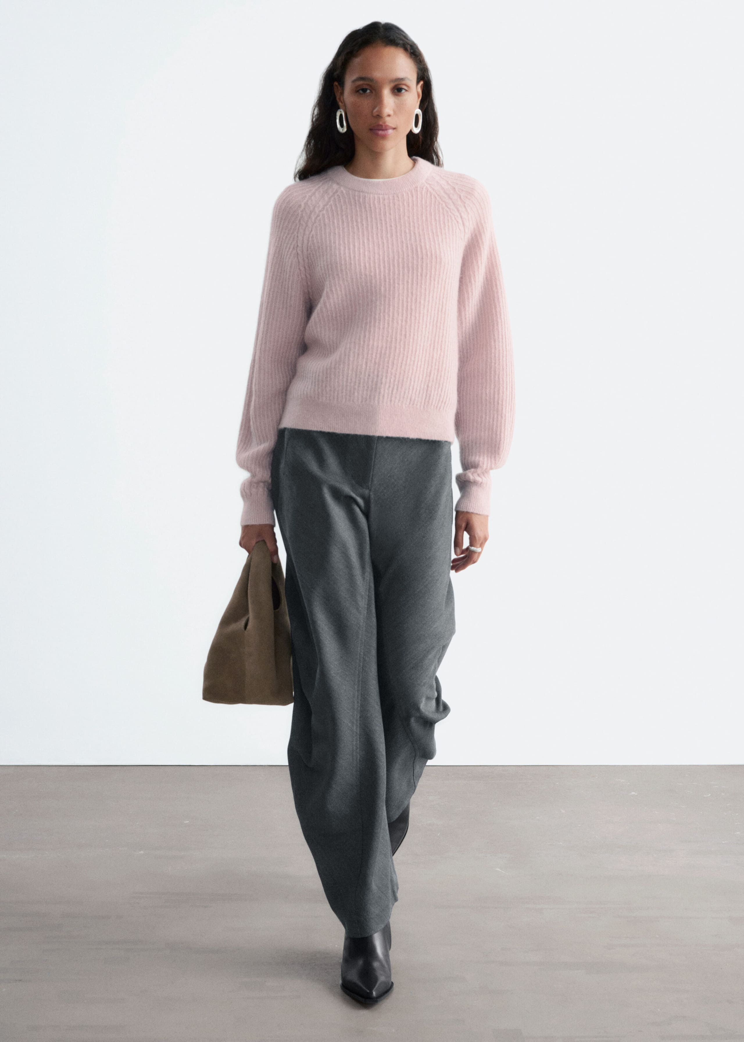 Pull en mohair mélangé - Rose poudré - Lookbook