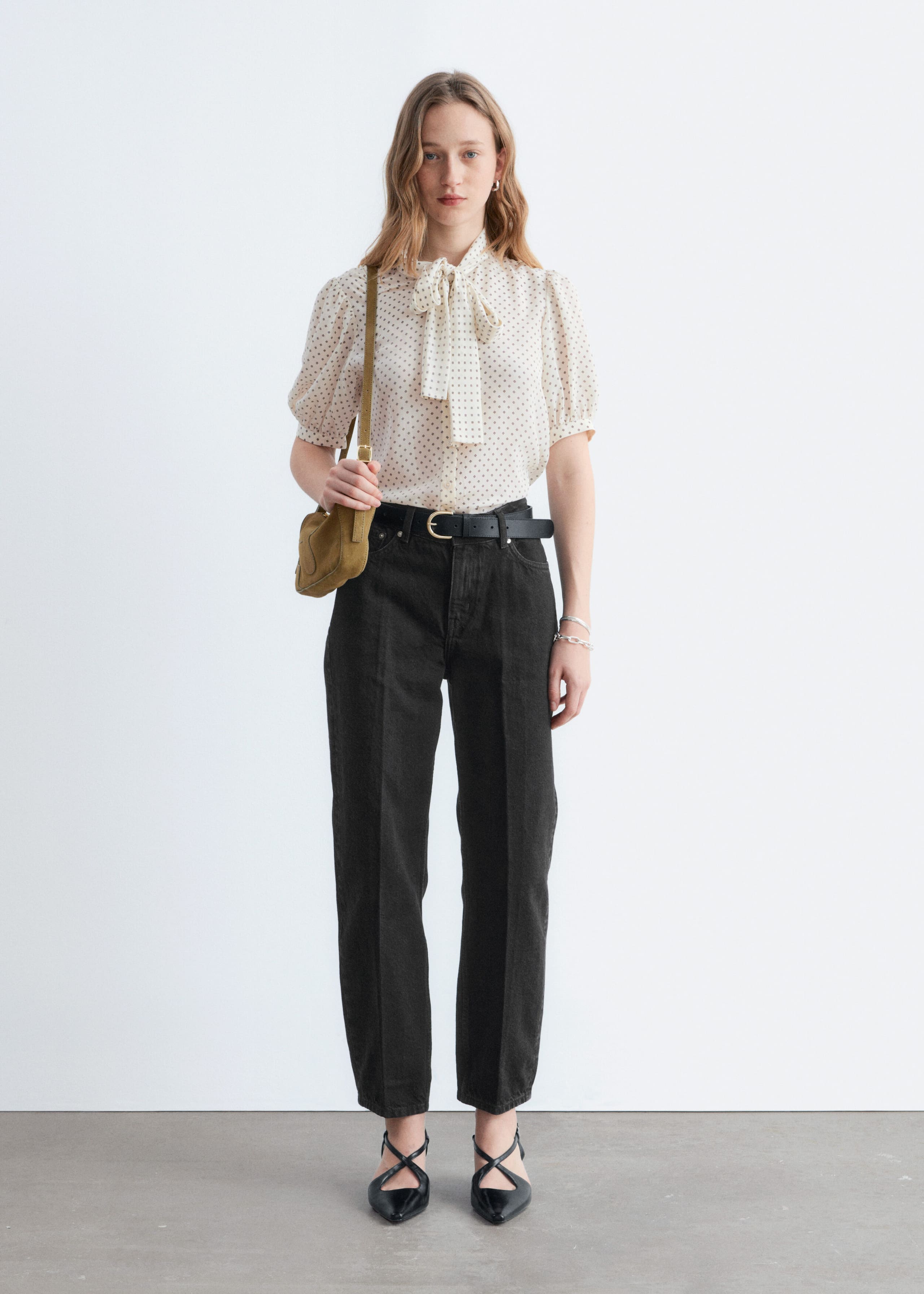 Image of Bedruckte Seidenbluse mit Bindedetail