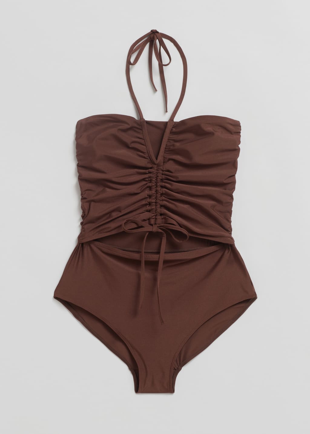 Ruched Bandeau Swimsuit - Brown - Still Life
