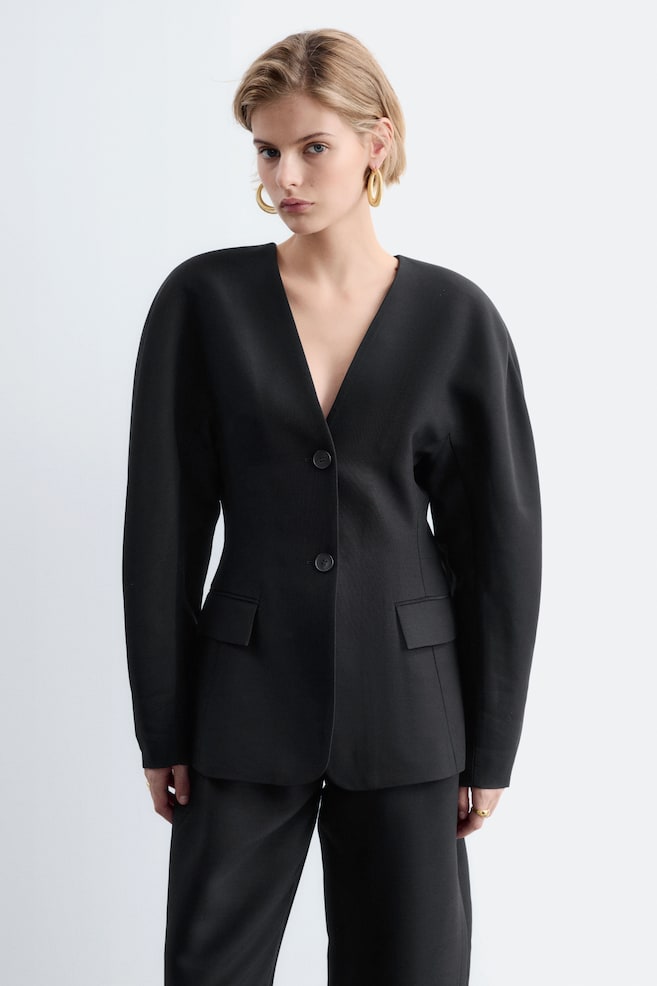 Figursyet, kraveløs blazer - Black - 1