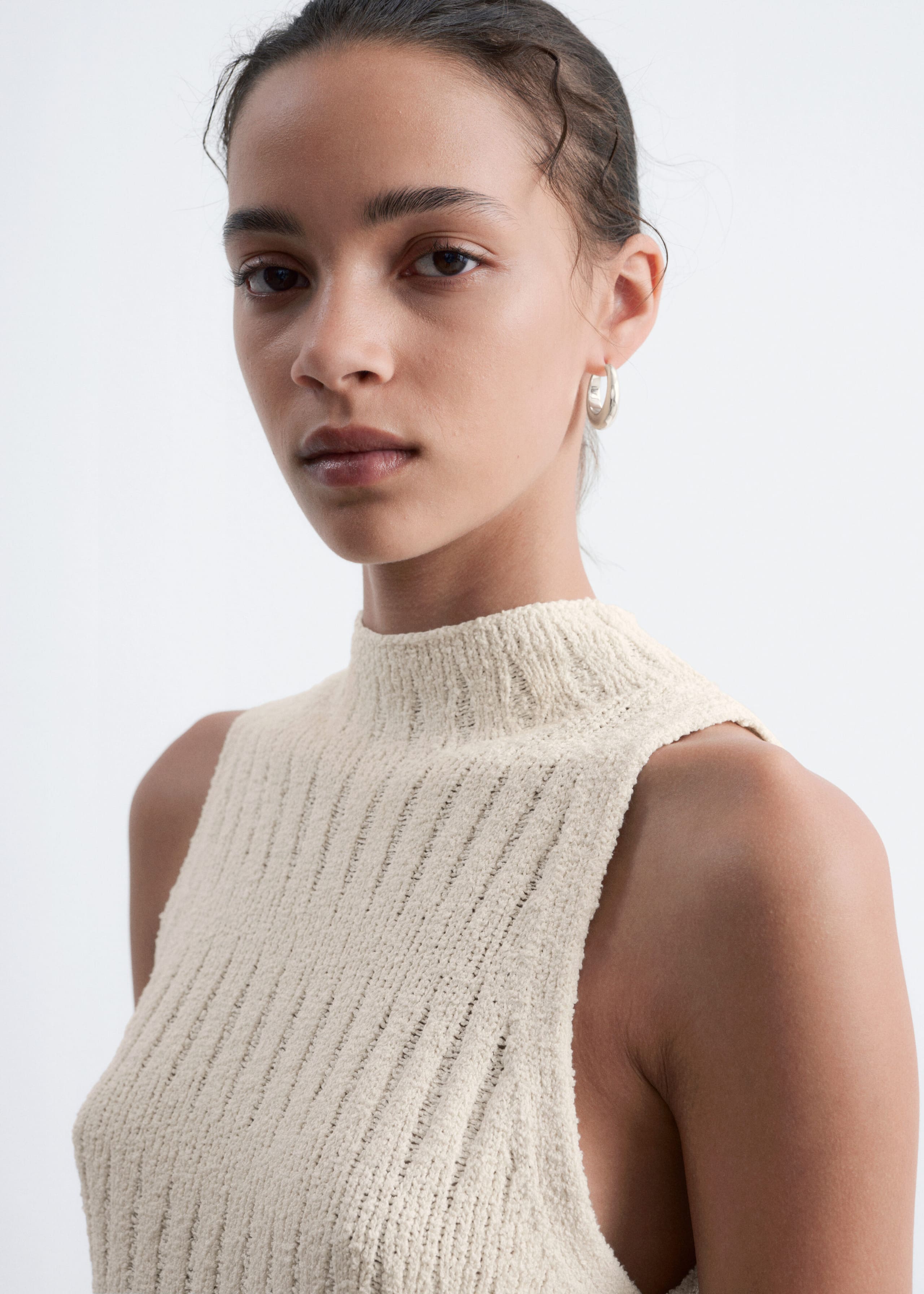 Knitted Silk Tank Top - Off White - Still Life