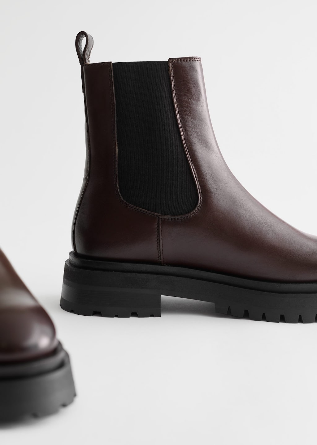 Chunky Leather Chelsea Boots - Dark Brown - Bodegón