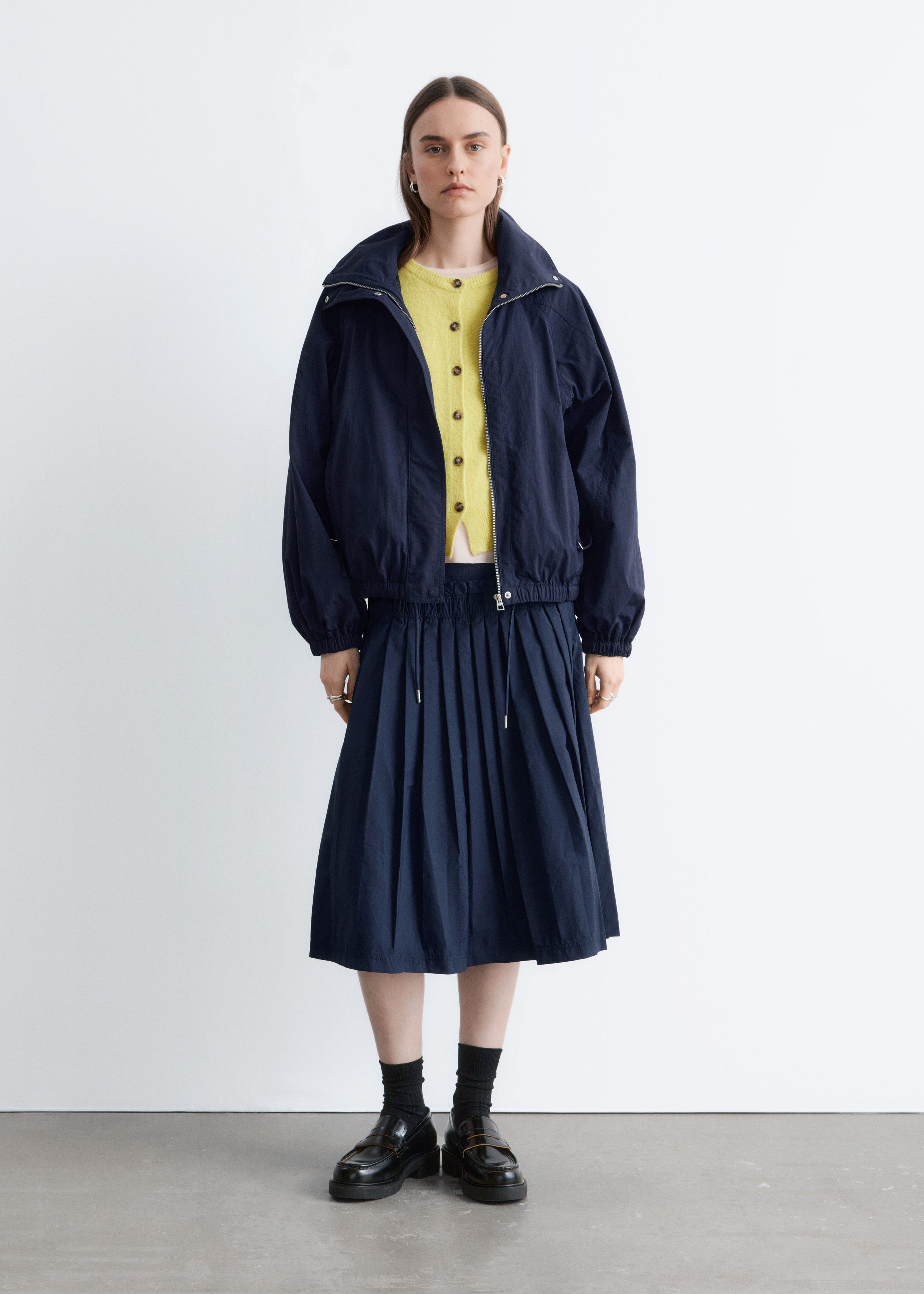 Stand-Collar Drawstring Jacket - Dark Blue - & Other Stories GG