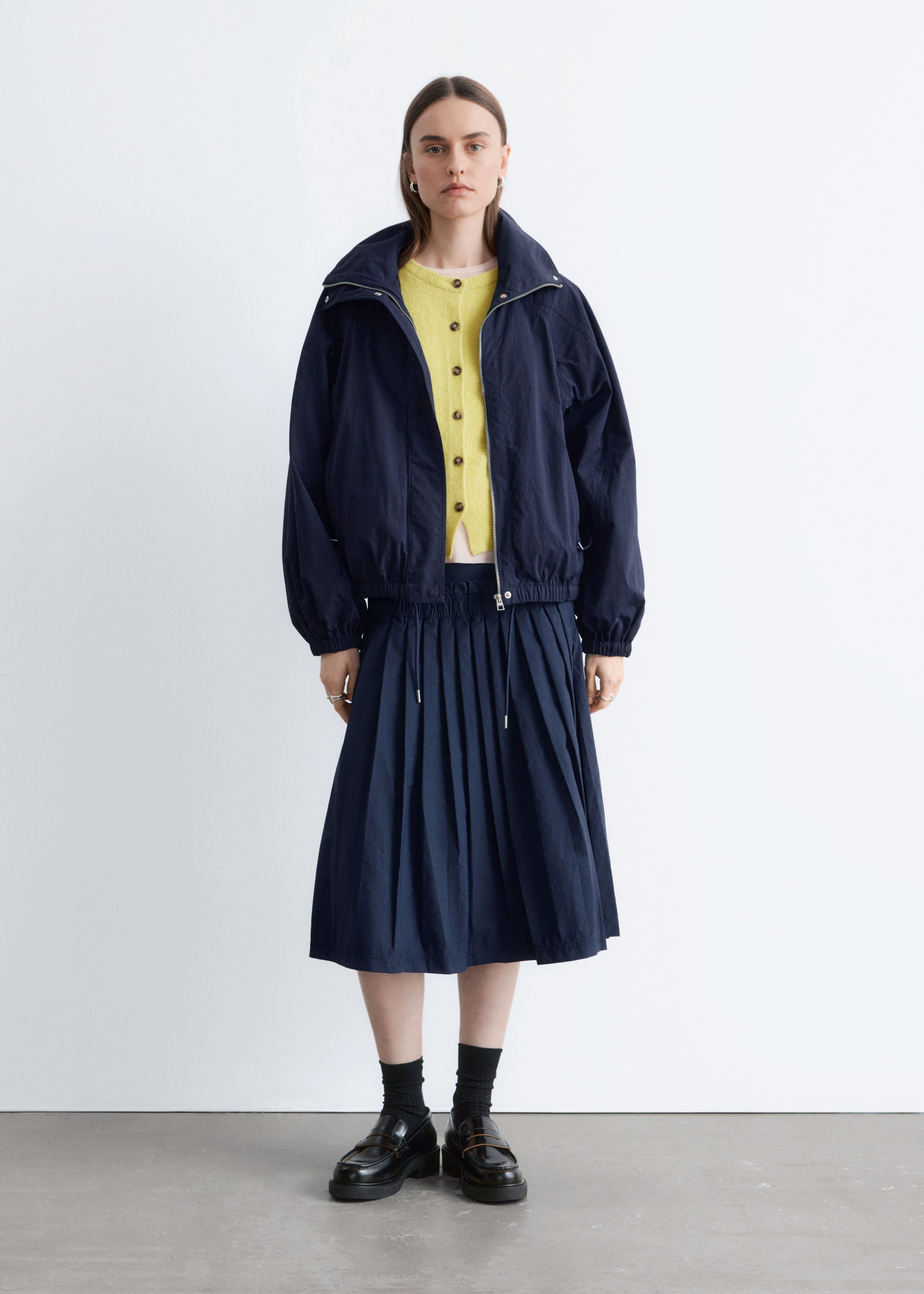 Image of Stand-Collar Drawstring Jacket