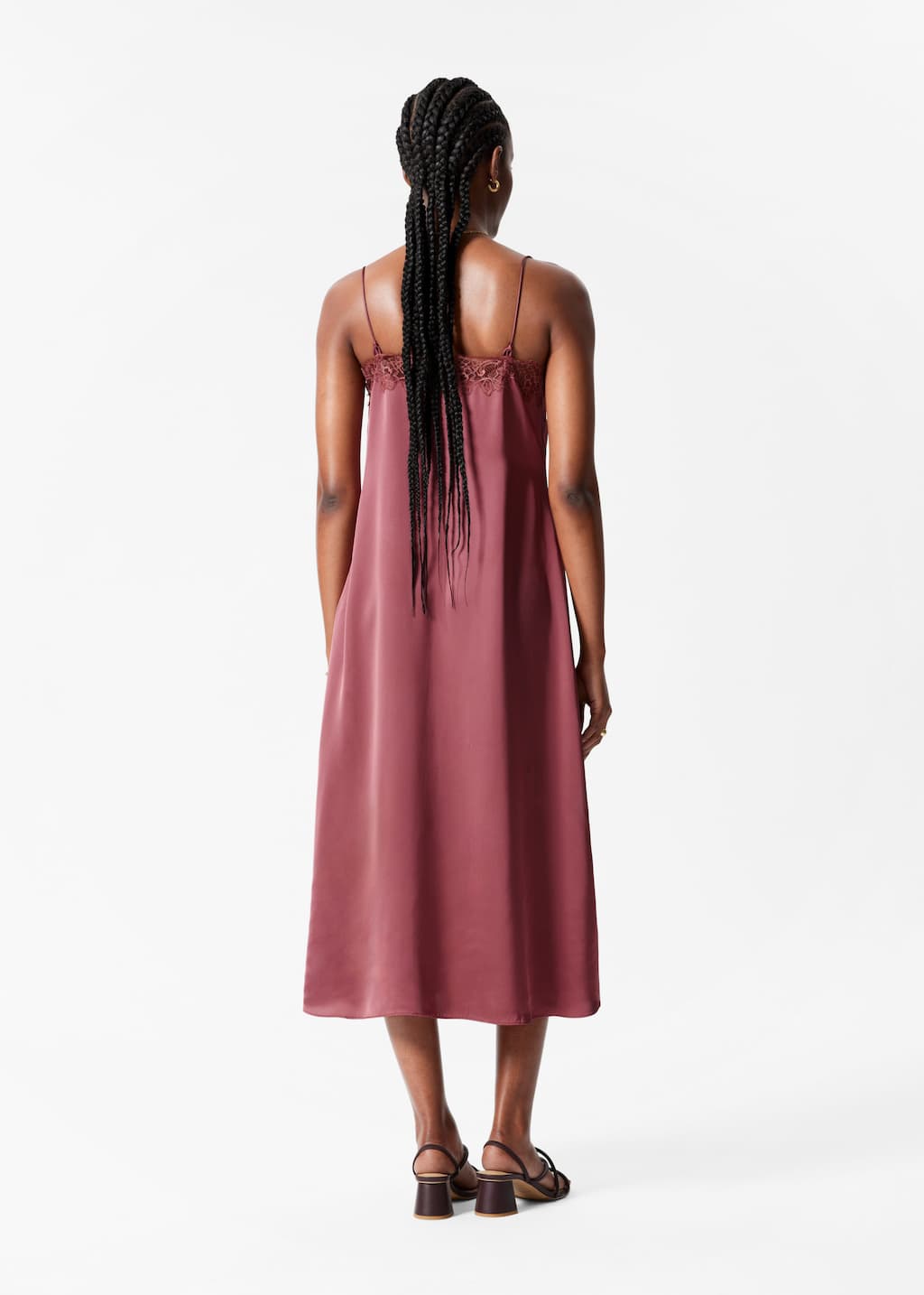 Robe combinaison midi en satin - Mauve - Lookbook