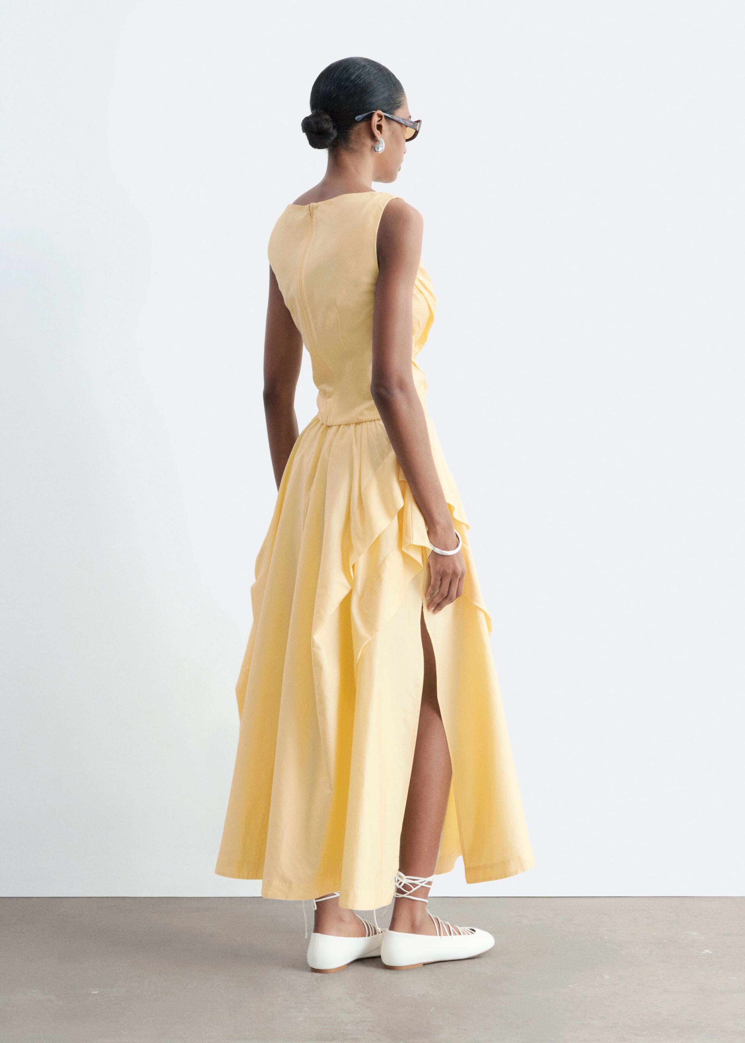 Image of Gathered Cotton Midi Skirt