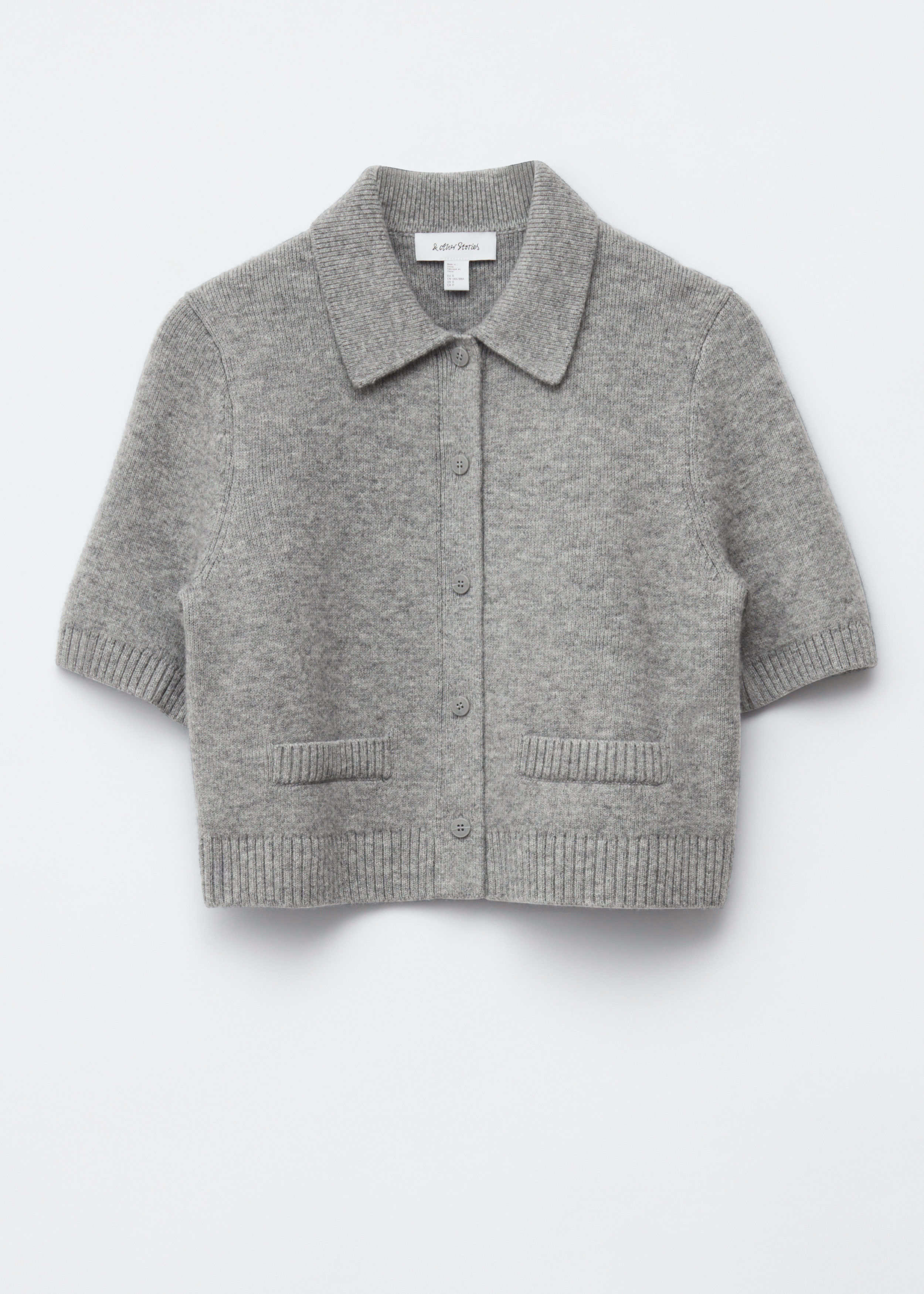 Knitted Short-Sleeve Cardigan - Grey - & Other Stories US