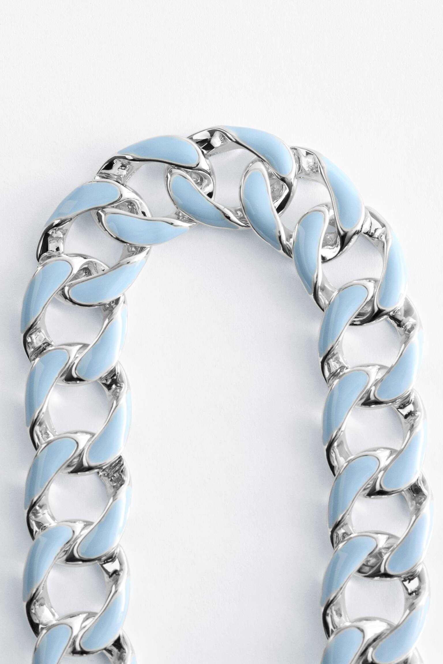 Χοντρό Κολιέ με Επίπεδη Αλυσίδα - Ασημί/Χρυσό - 2