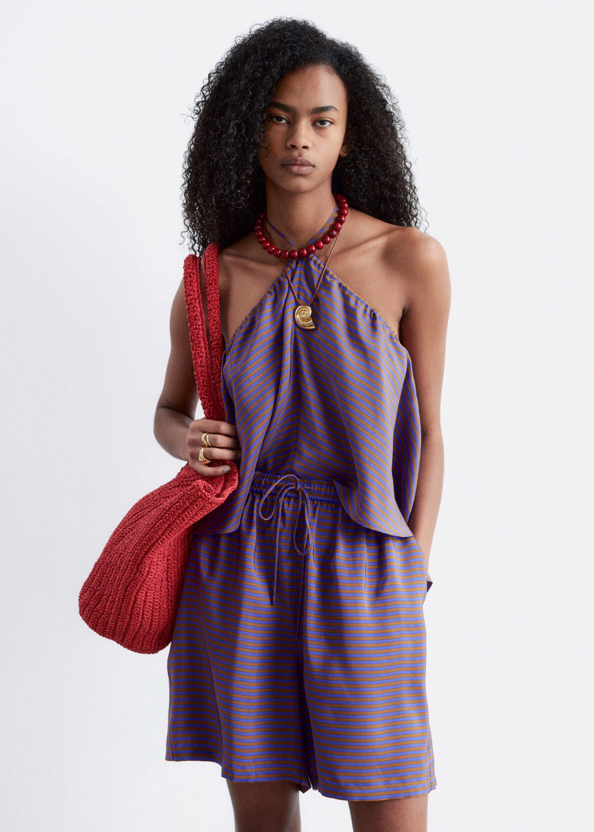 Silk Drawstring Shorts - Purple/Striped - & Other Stories US