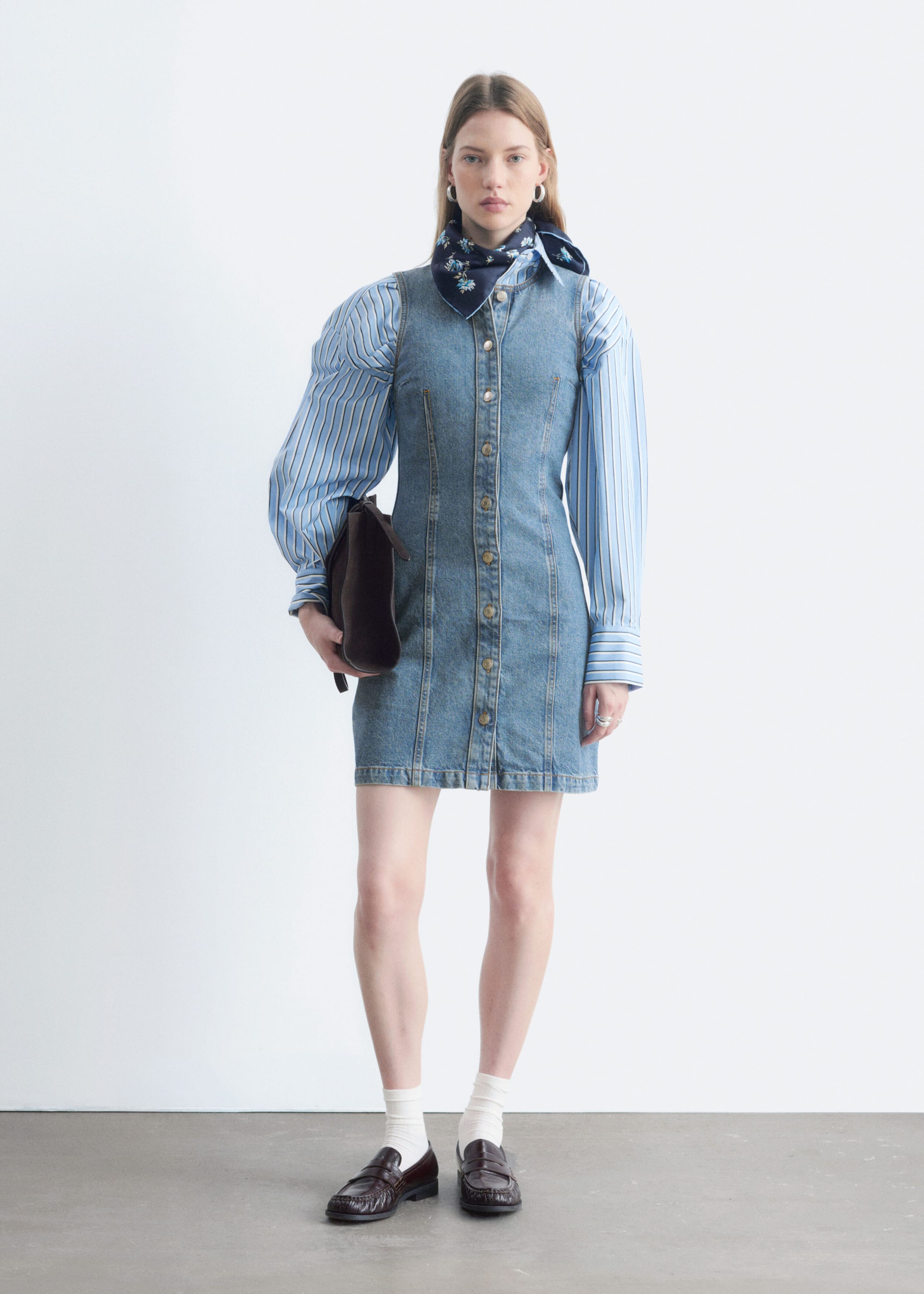 Button-Front Denim Dress - Blue - Still Life