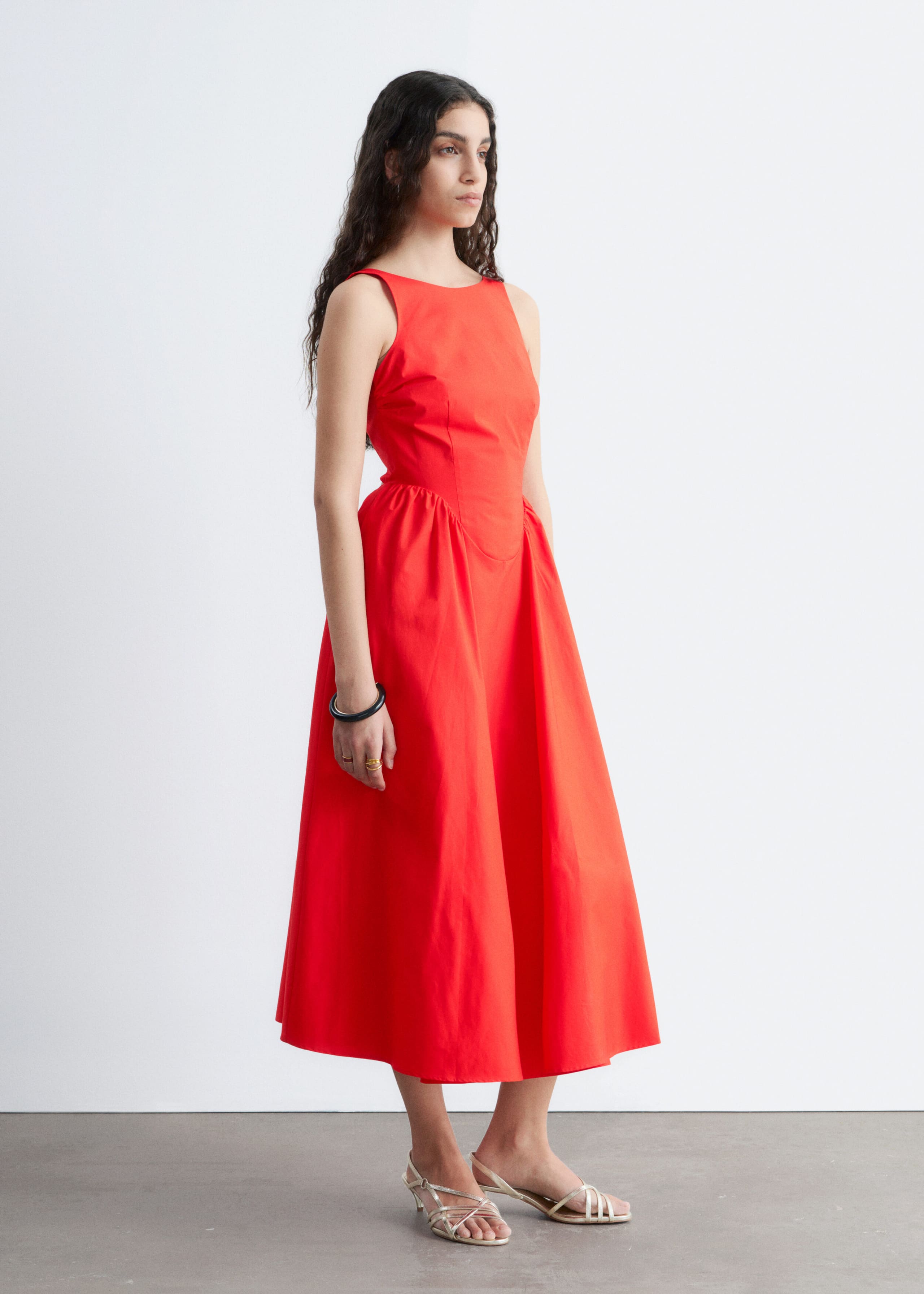 Tie-Back Cotton Midi Dress - Yellow - Lookbook