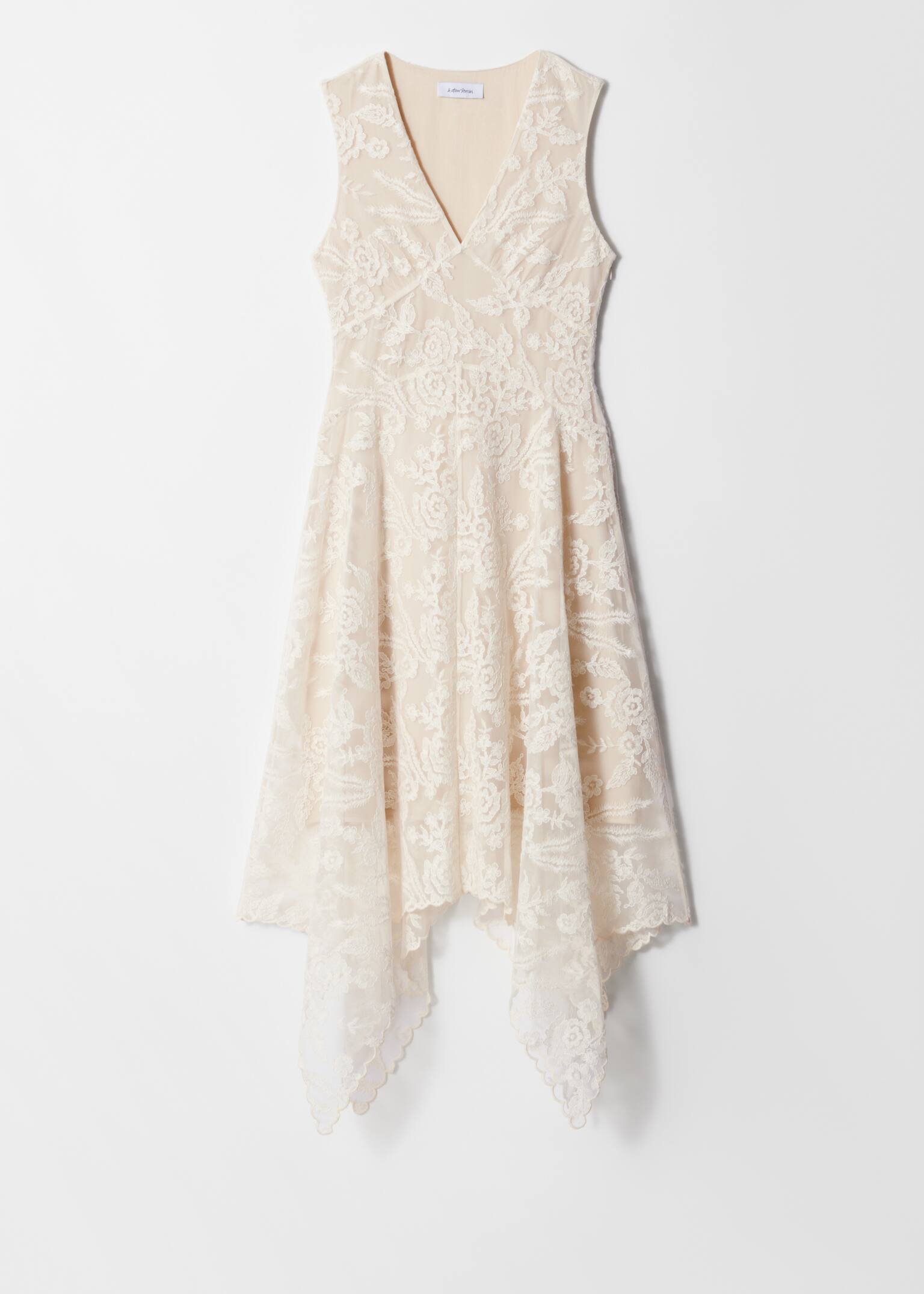 Kanten midi-jurk met V-hals - Wit - 2