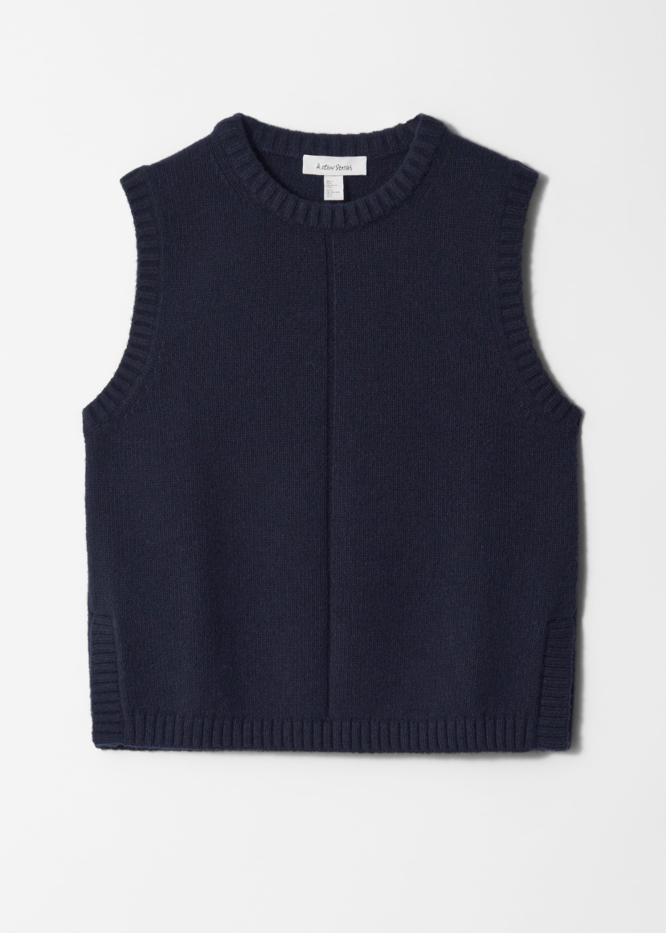 View larger image: Knitted Sweater Vest - Navy Blue - Ladies | H&M GB 6