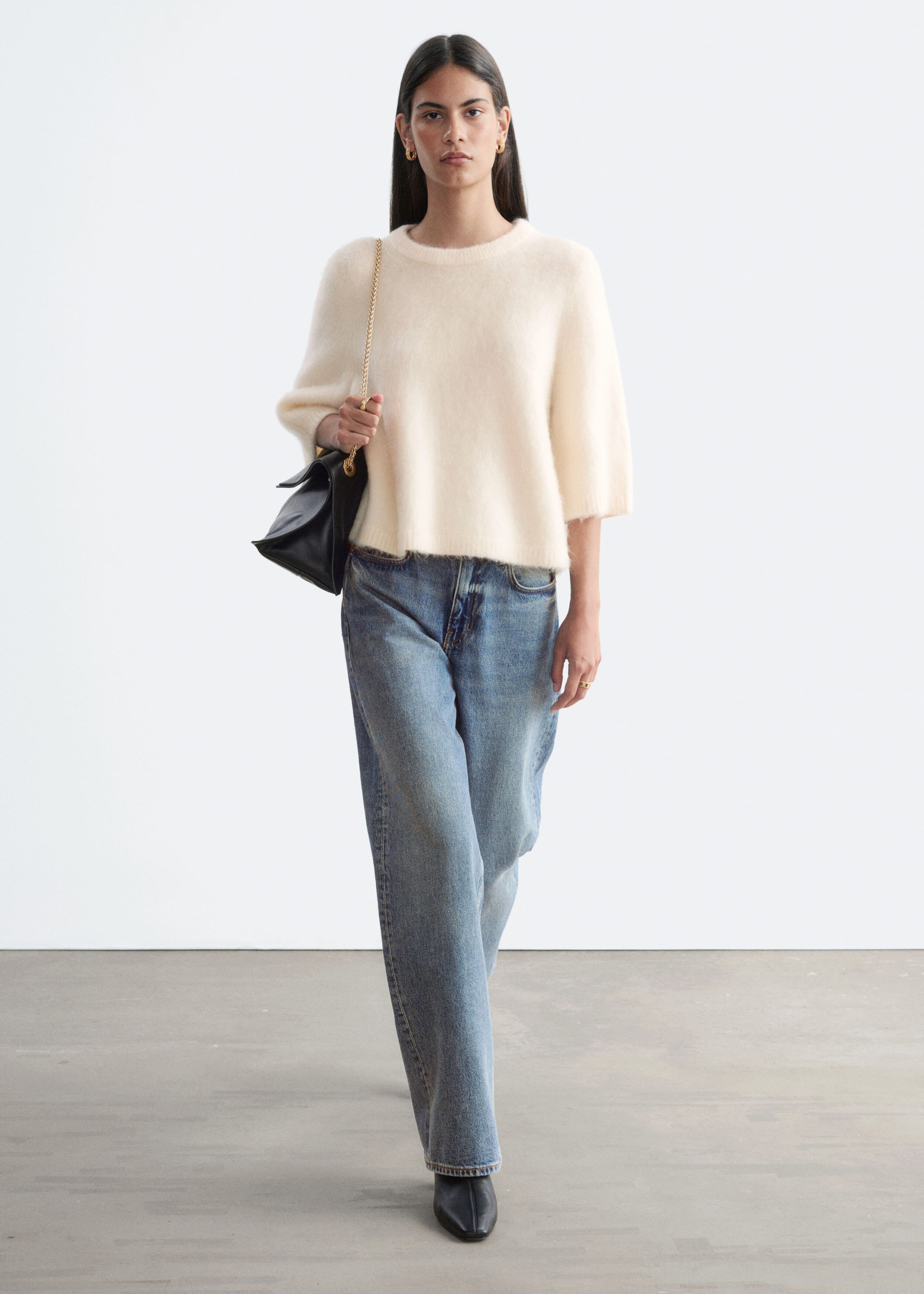 Mohair-Blend Knitted T-shirt - Cream - Lookbook