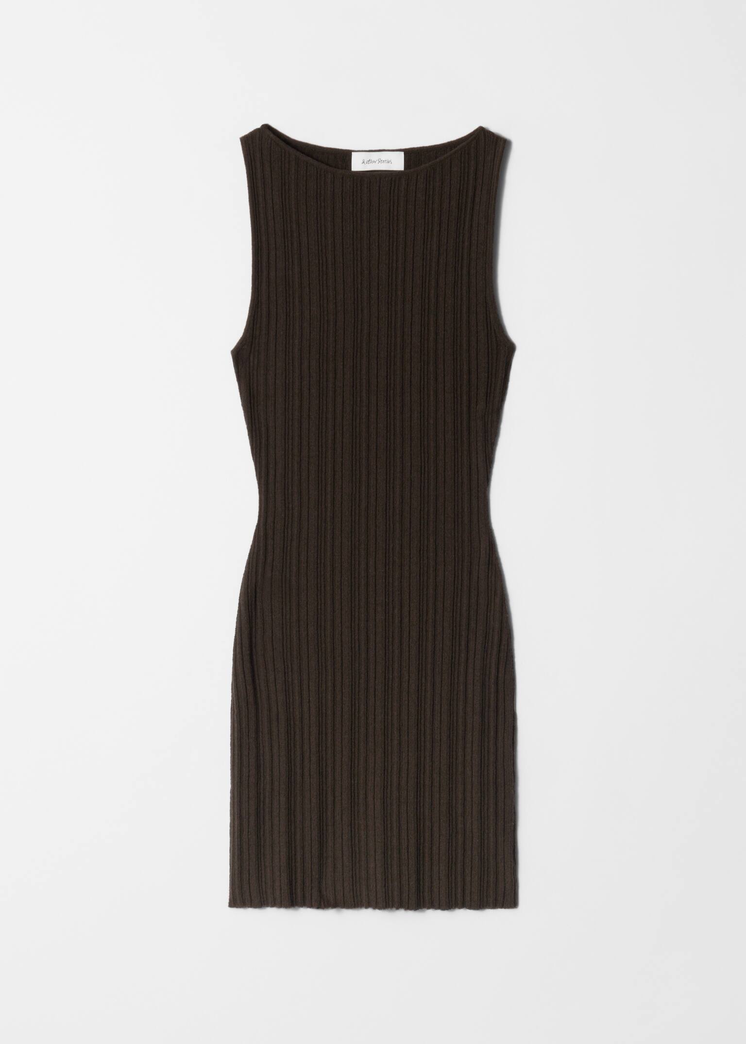 Rochie mini mulată tricotată - Dark Brown