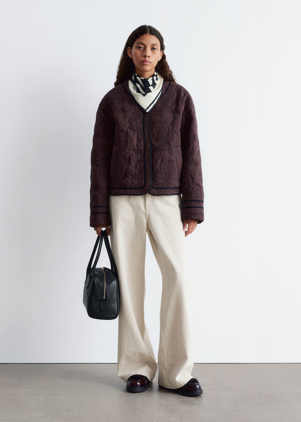 Image of Floral Pattern Quilted Jacket