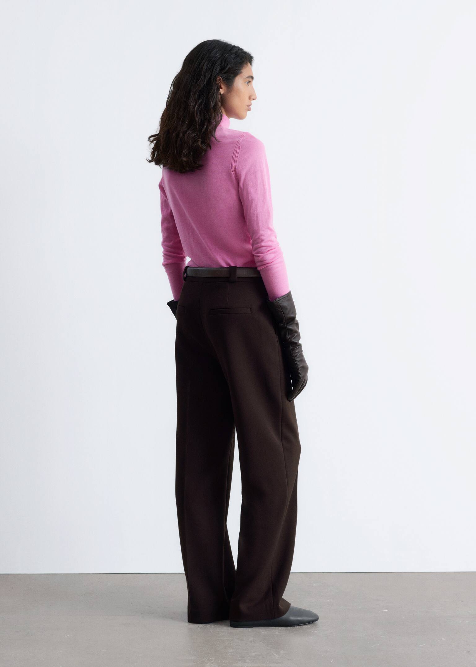 Wide Press-Crease Trousers - Tummanruskea/Musta/Tummanpunainen/Tummansininen/Kerma/Khaki - 7
