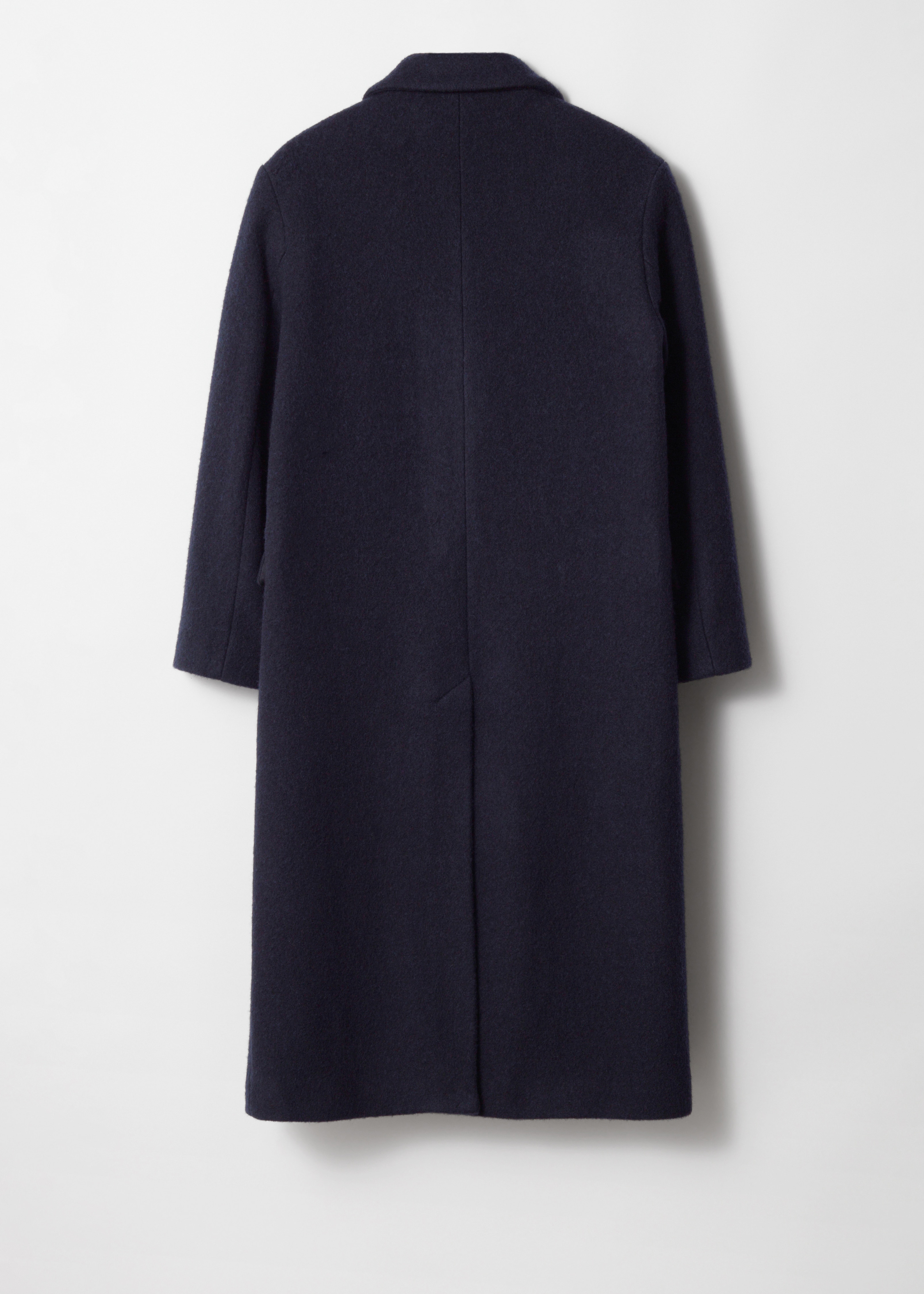 Dwurzędowy wełniany płaszcz - Granatowy