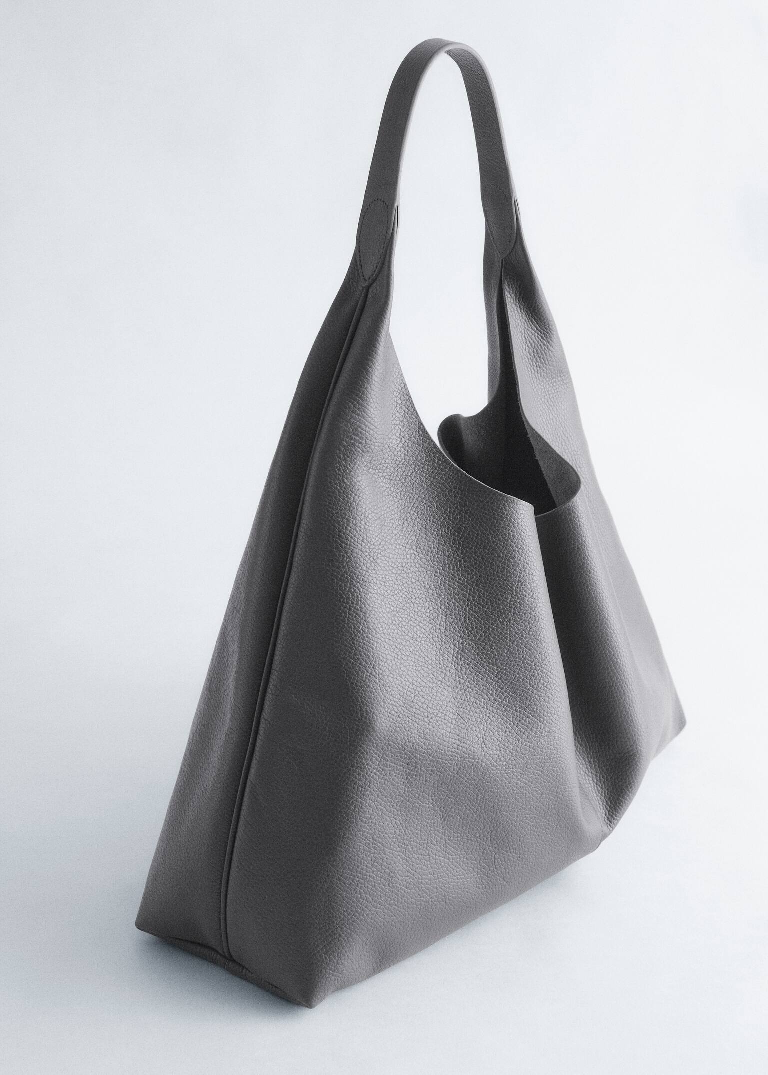 Sac cabas extra large en cuir - Gris foncé/Noir - 4