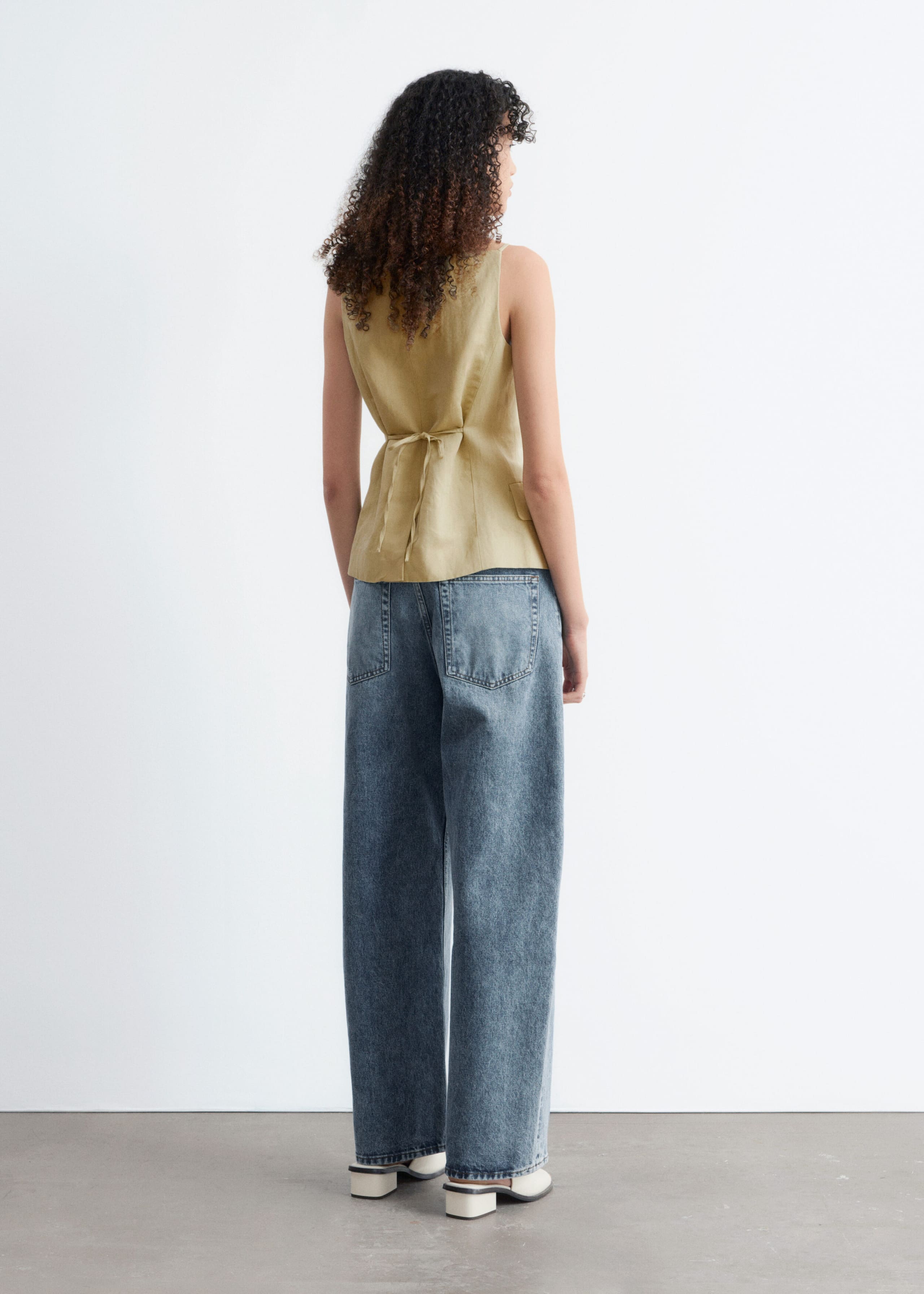 Tailored Vest Top - Yellow - Lookbook