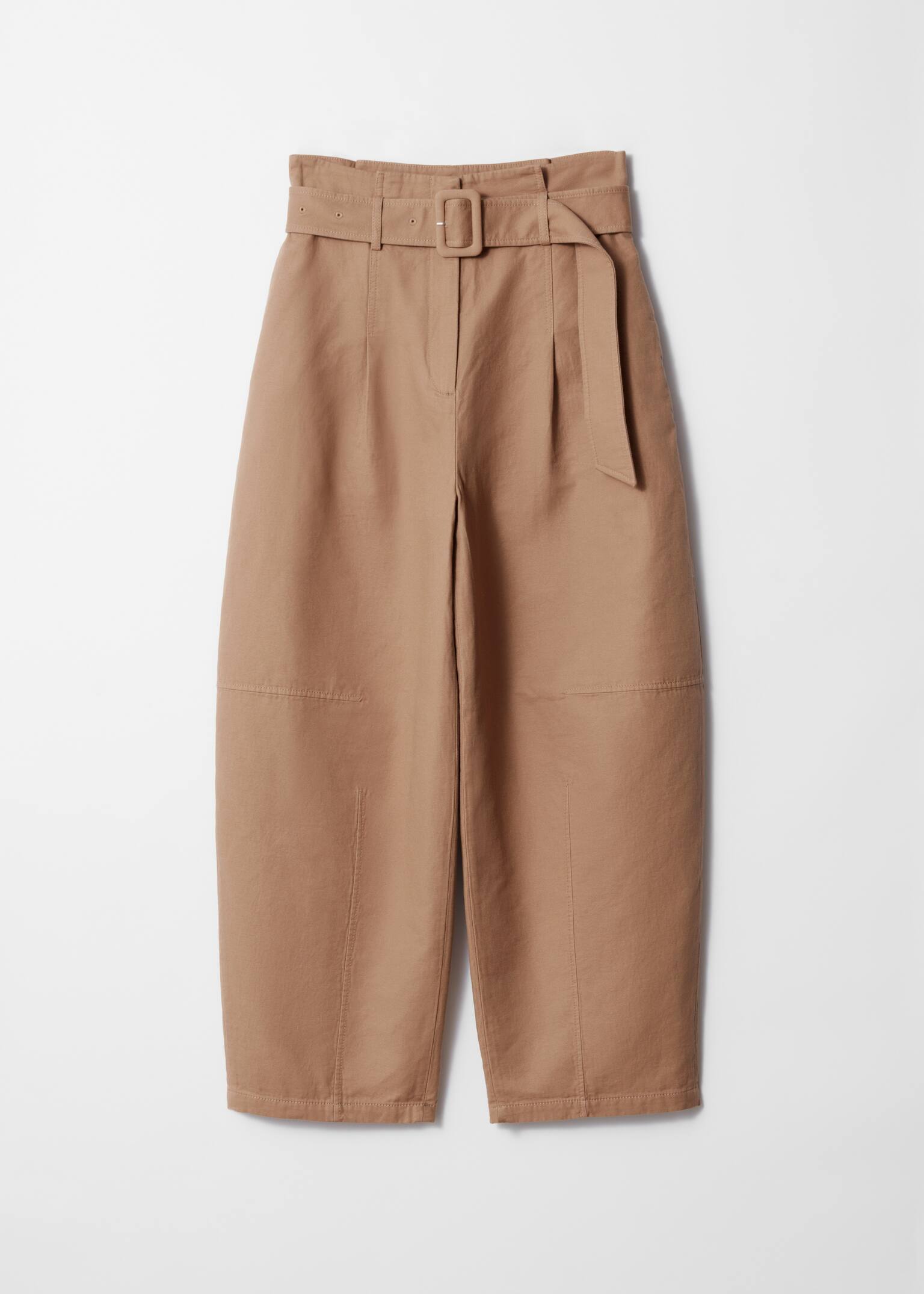 Paperbag-Hose mit Gürtel - Beige - 1