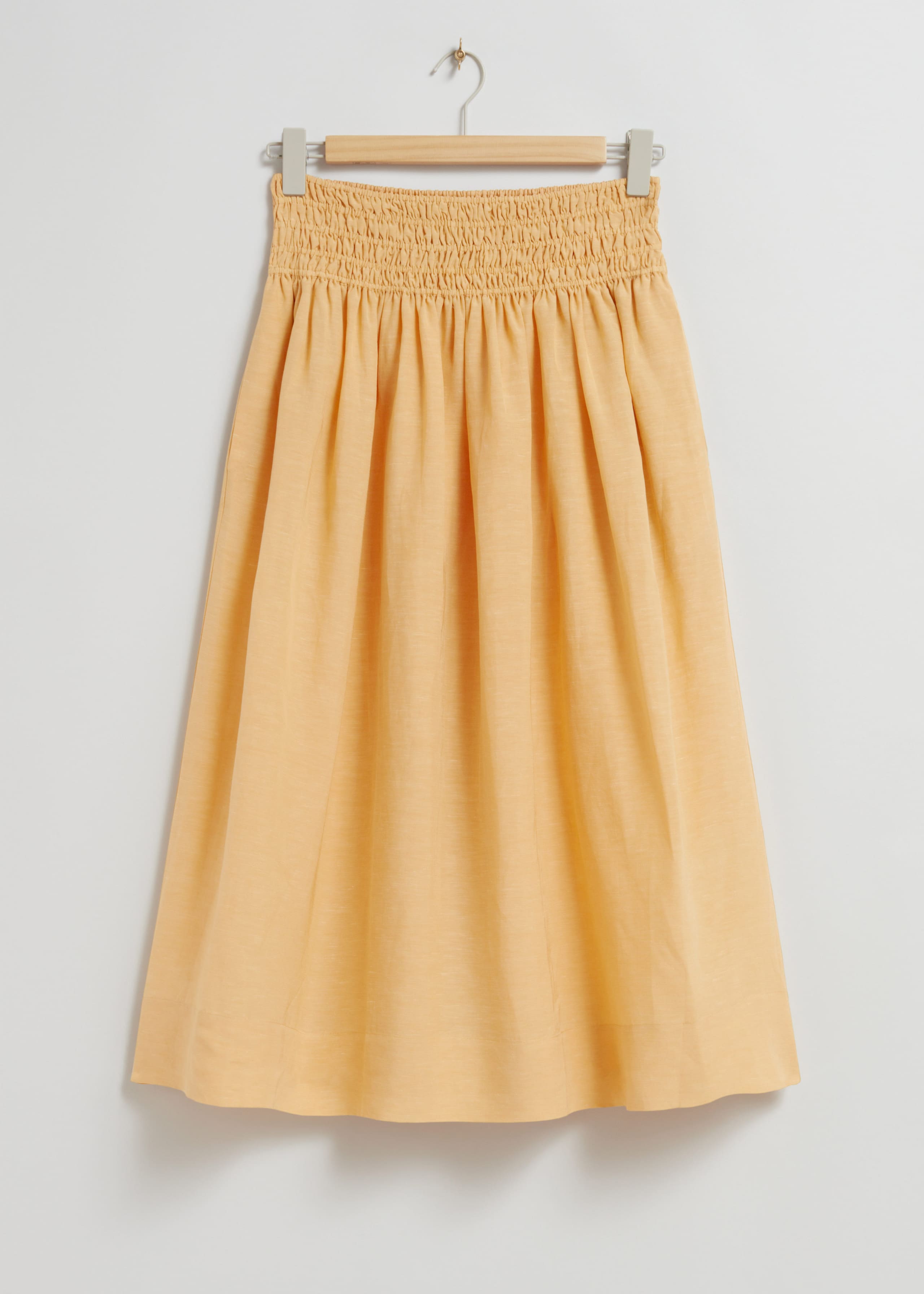 Gonna midi con lavorazione smock in vita - Nero - Natura morta