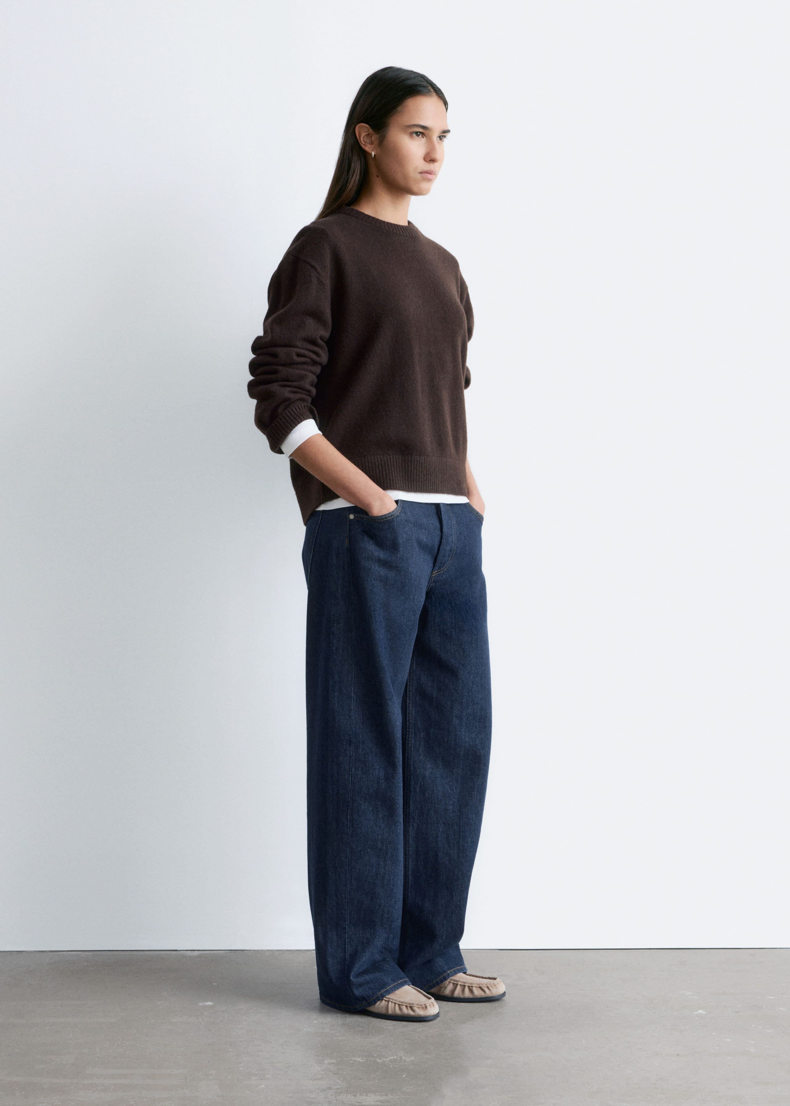 Boxy Knit Jumper - Dark Brown - Lookbook