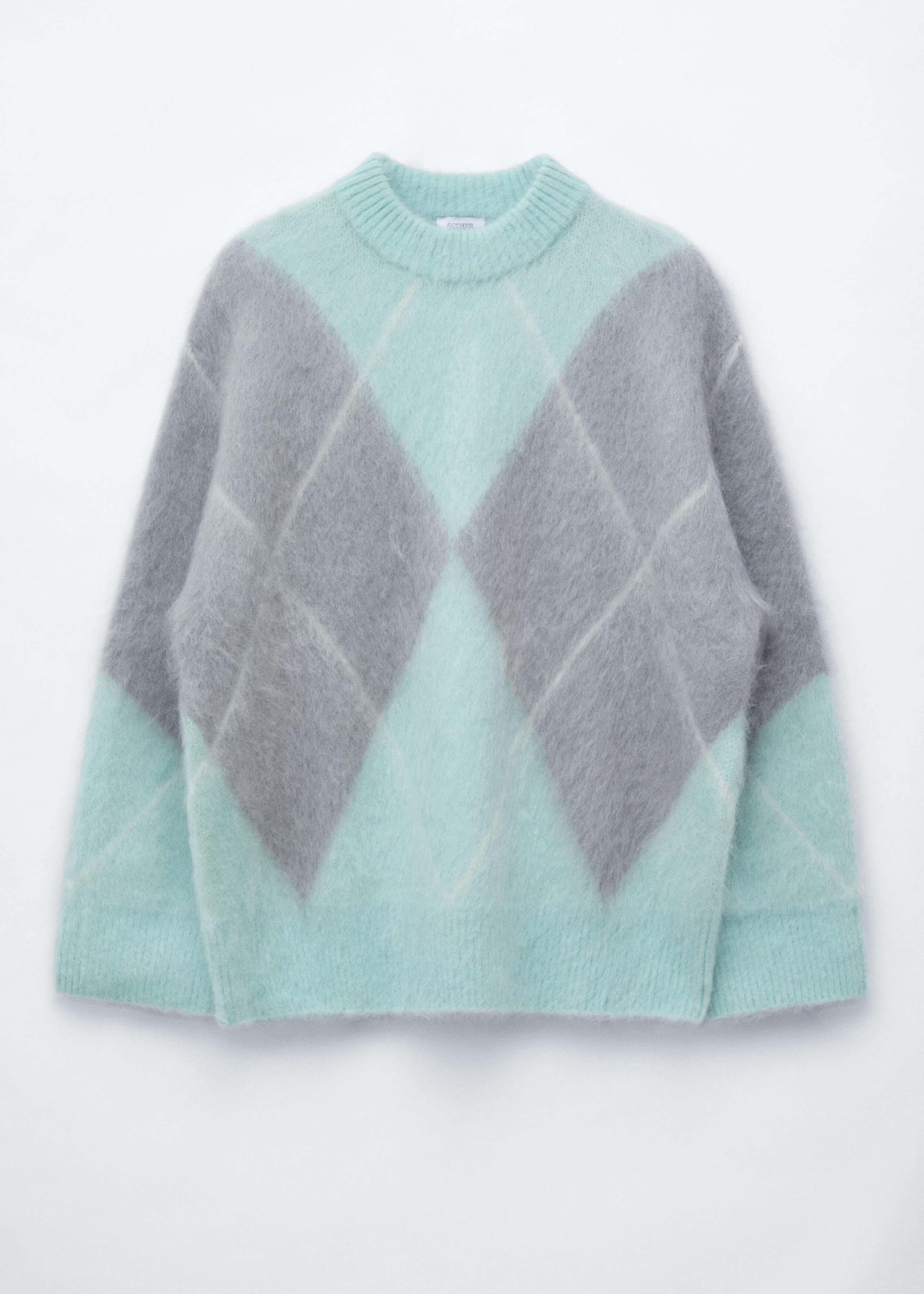 Mohair-Blend Jacquard Jumper - Light Green/Grey - Still Life