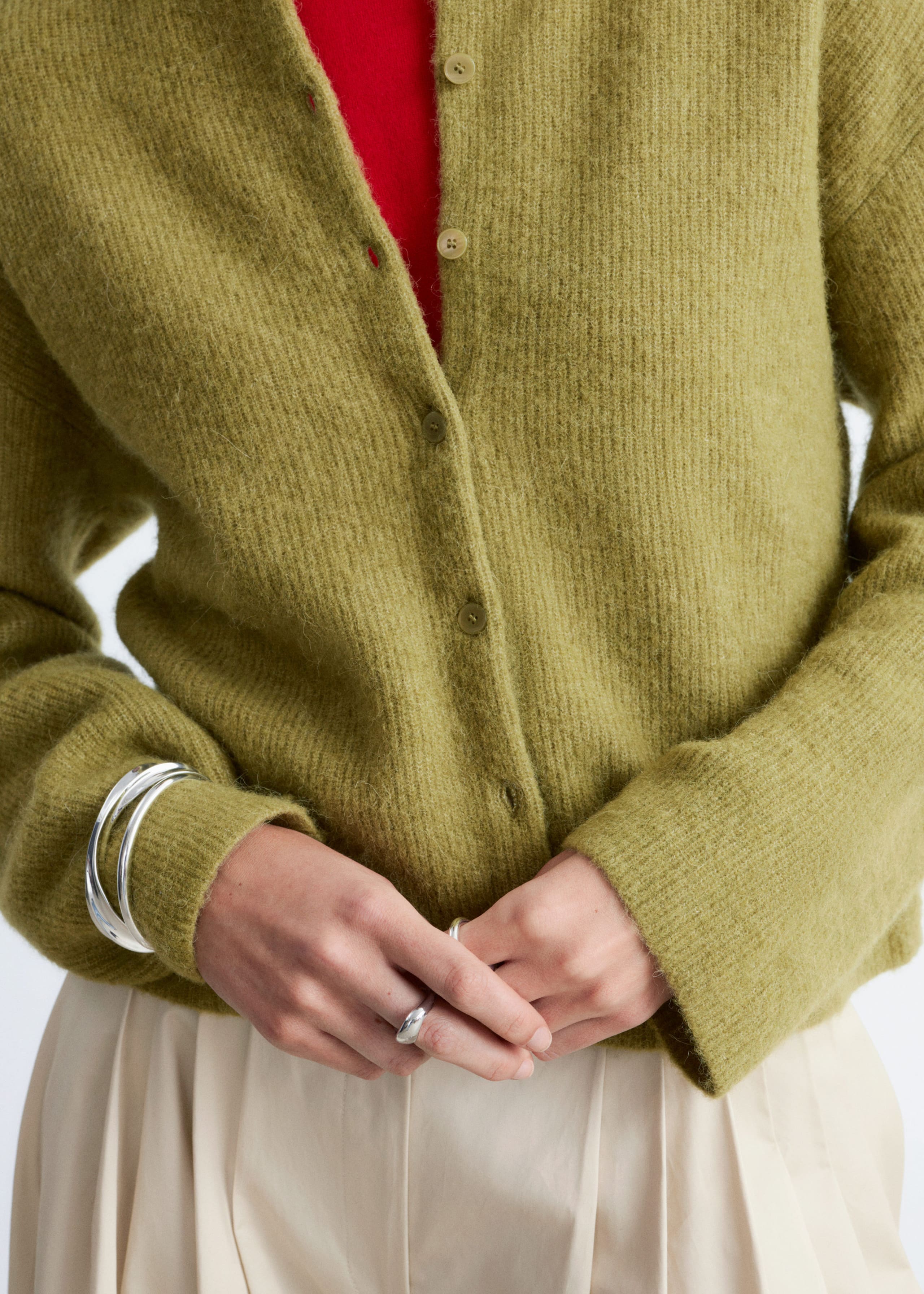 Image of Cárdigan de punto en mezcla de lana de alpaca