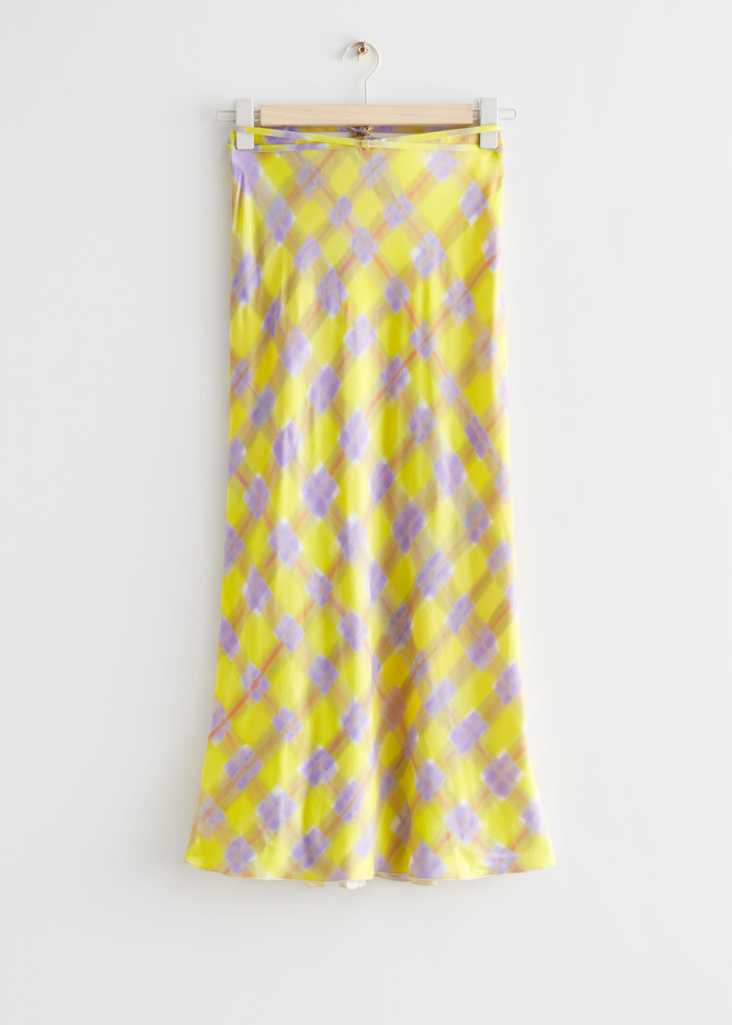 Satin Midi Skirt - Yellow/Beige - Bodegón