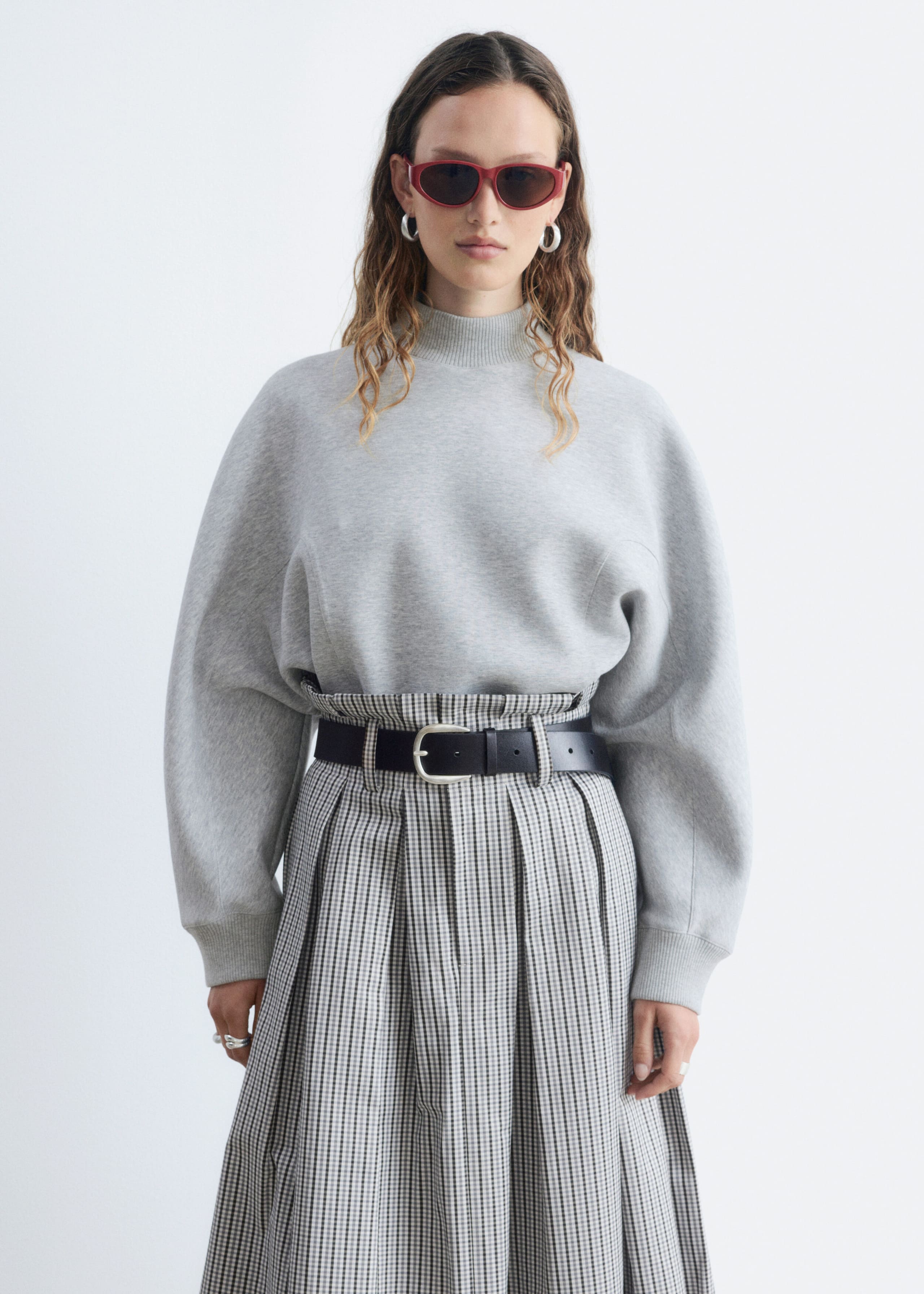 Mock Neck Scuba Sweatshirt - Grey Melange - Still Life