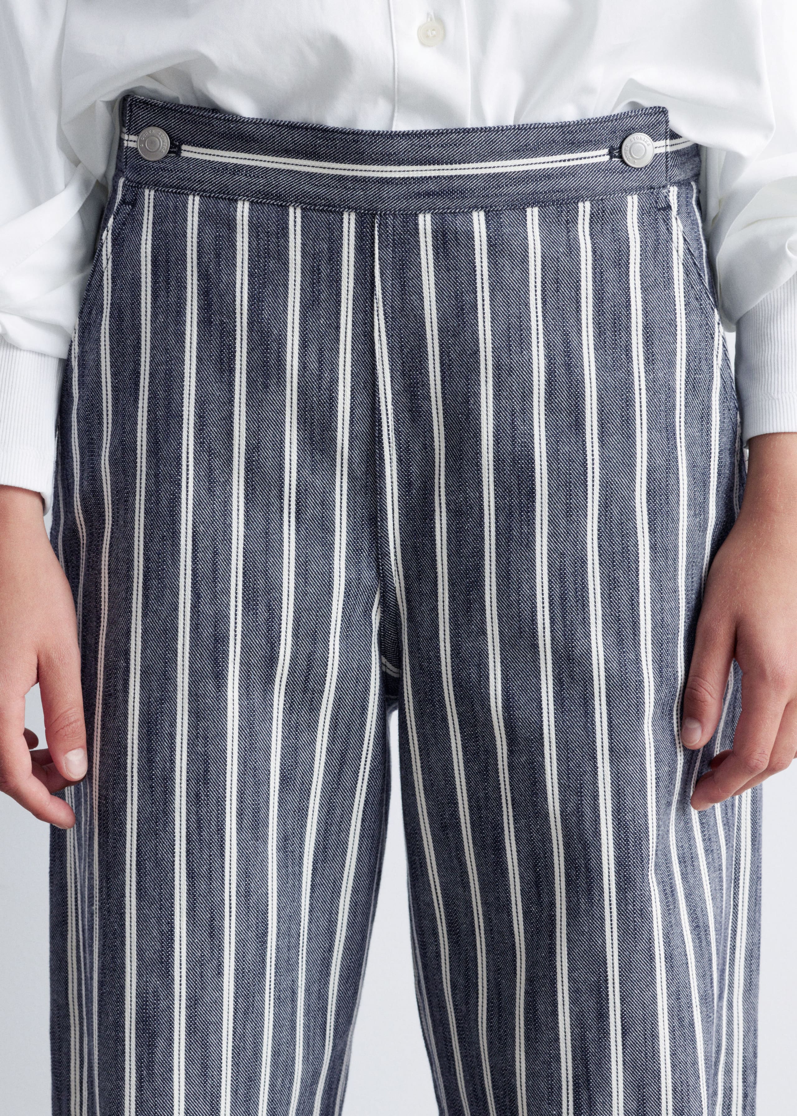 Image of Striped Cotton Trousers