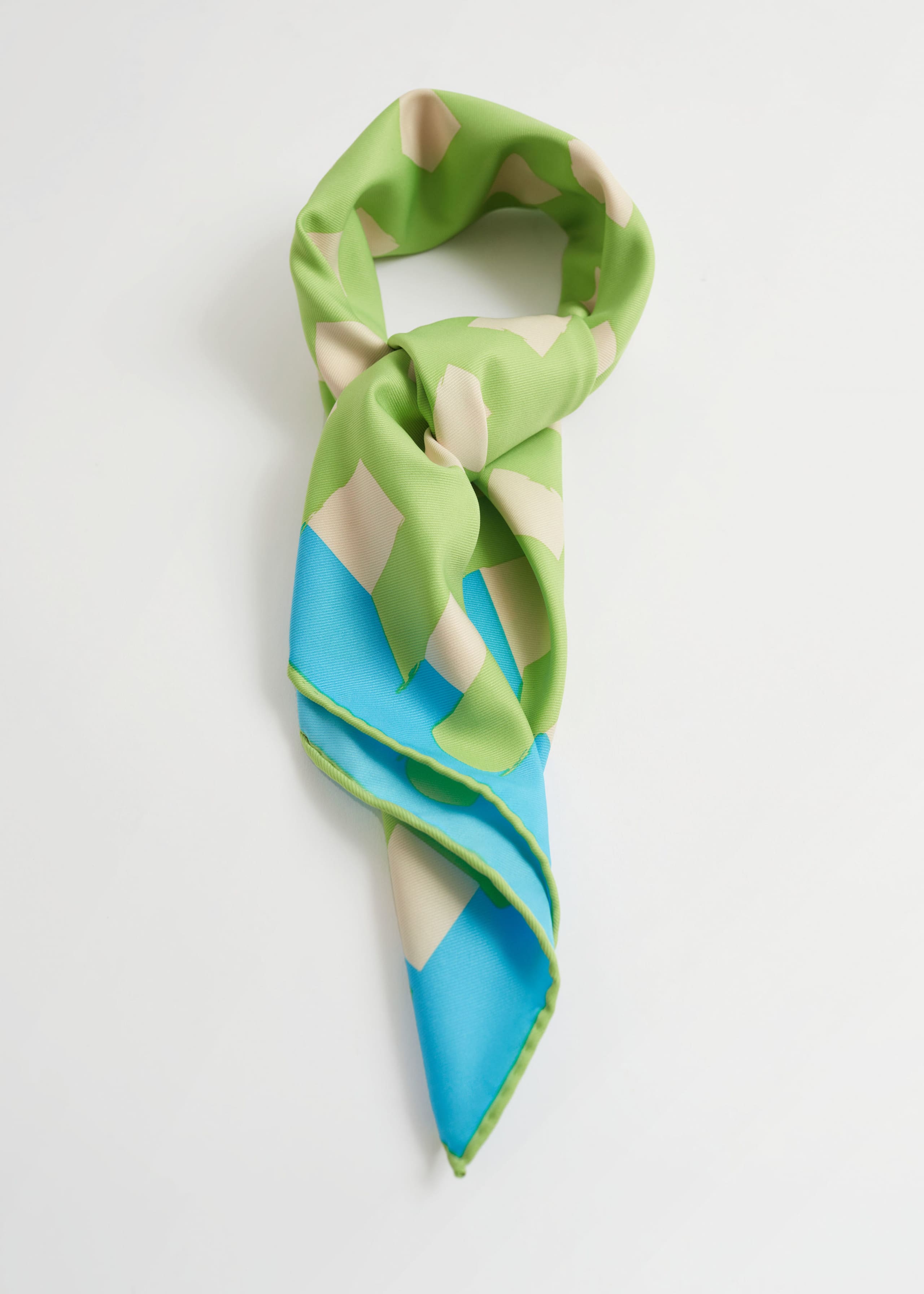 Brush Strokes Square Scarf - Lime/Sky blue - Still Life
