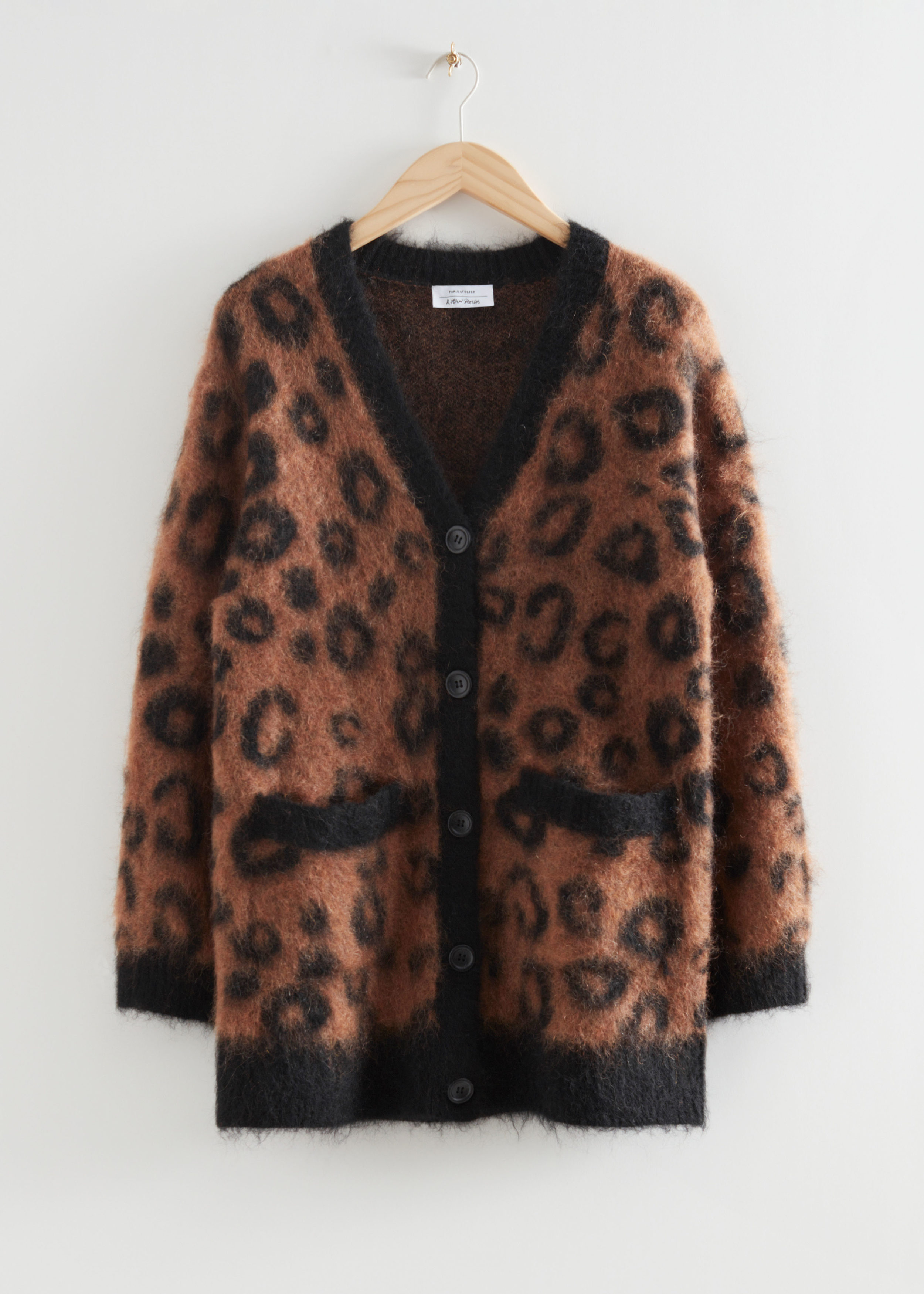 Mohair Cardigan Black Leopard Cardigan WACKO MARIA Leopard Mohair