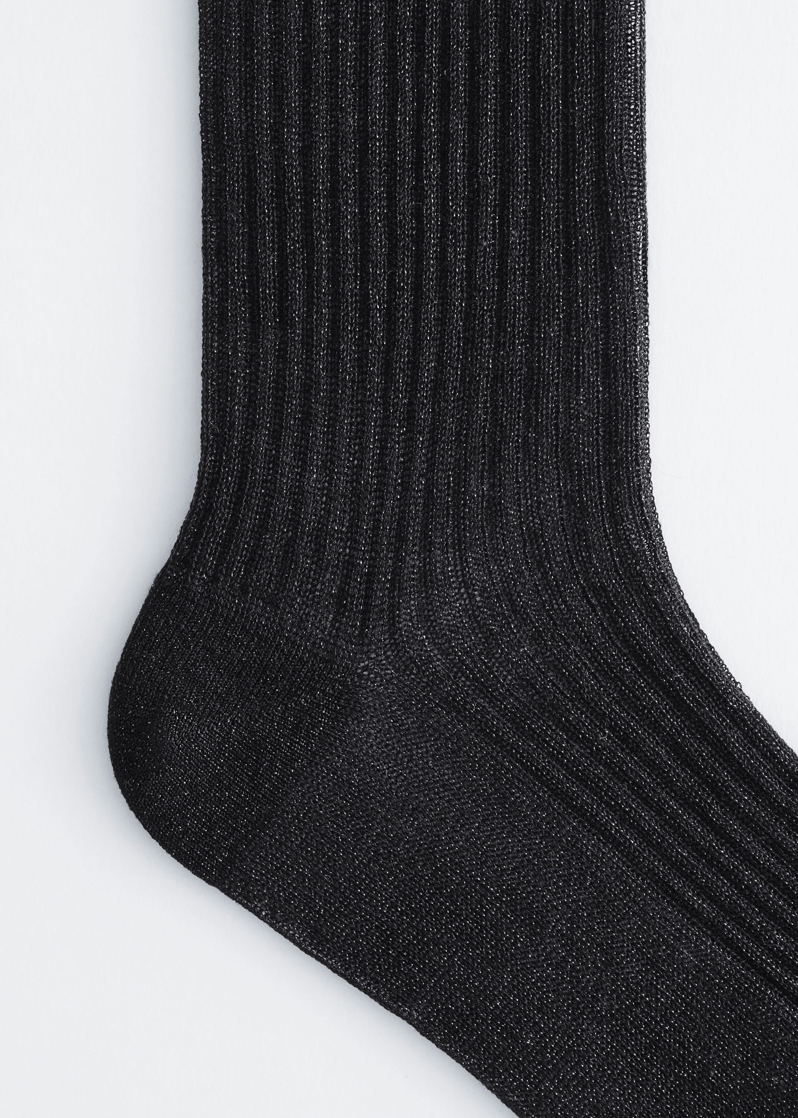 Lustrous Ribbed Socks Black
