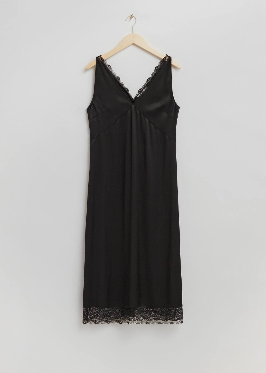 RelaxedLace-TrimmedSlipDress - Black - Bodegón