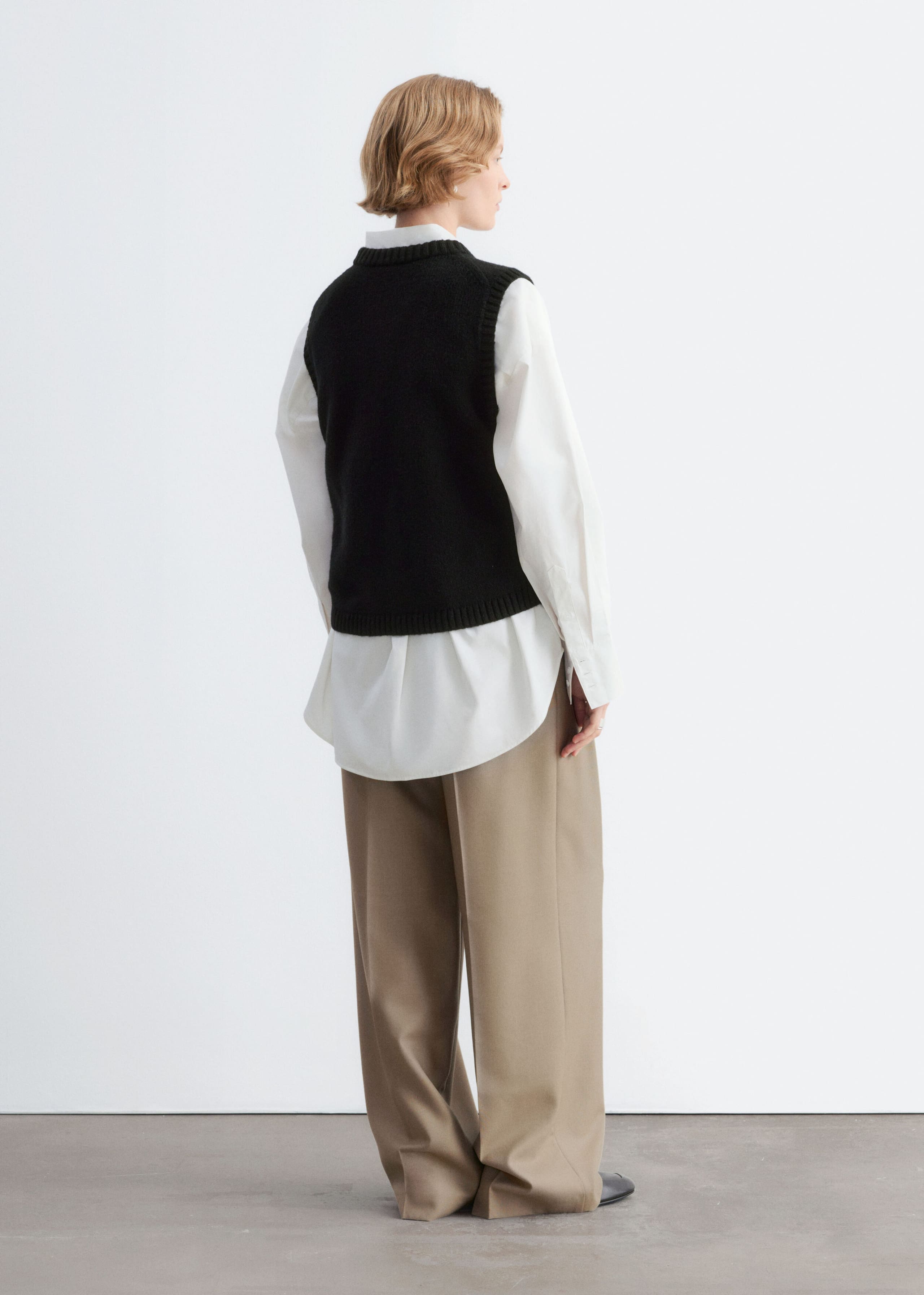 Débardeur en maille de laine et de coton - Noir - Lookbook