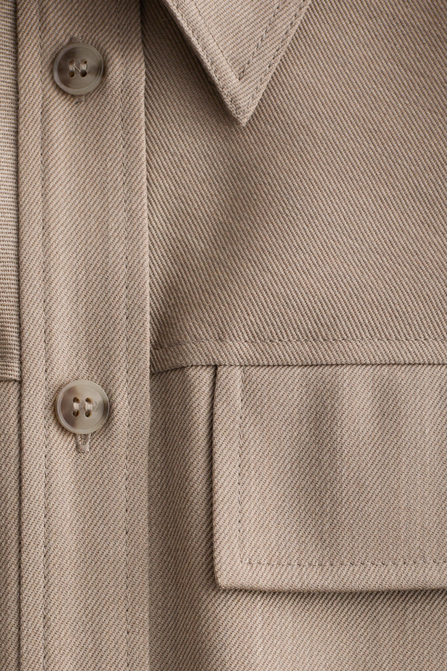 Strukturiertes Hemd aus Wolle und Baumwolle - Graubraun - 4