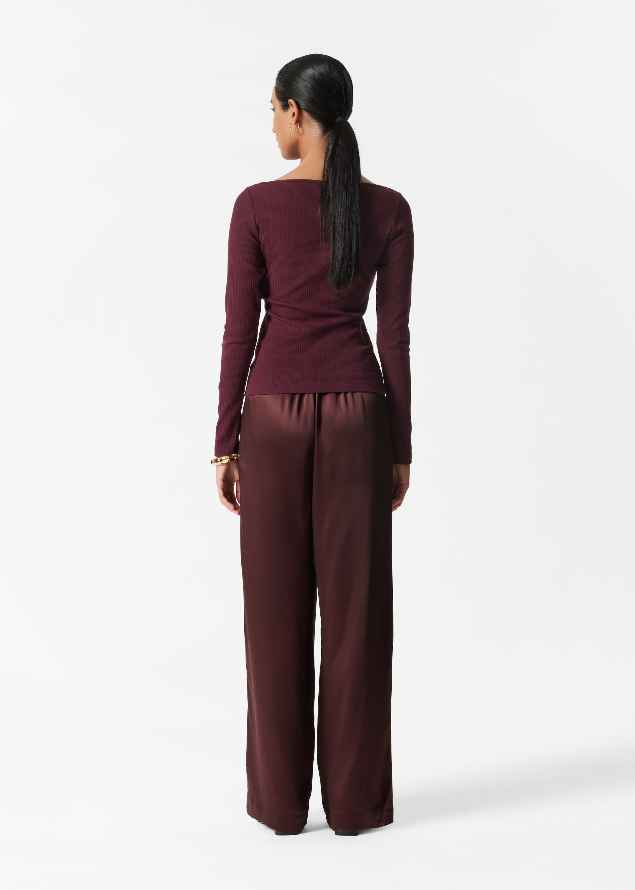 Agrandir l'image: Haut à manches longues et ouverture goutte d’eau - Rouge foncé - FEMME | H&M FR 4